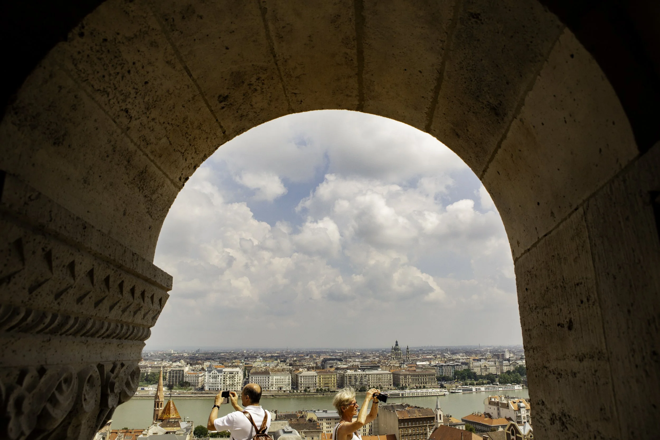Tourists pause over Pest