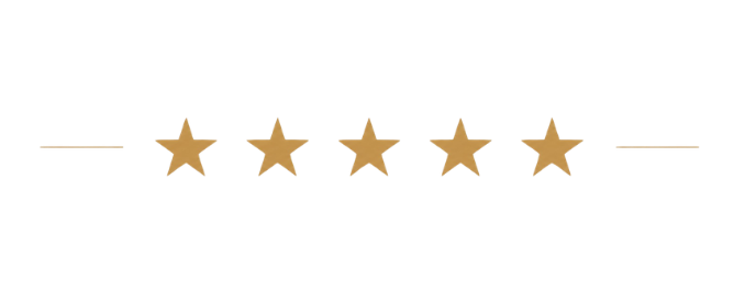 Five gold stars with a line on each side, centered above the text 'Customer Satisfaction'.