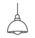 Outline of a hanging pendant light fixture