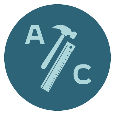 Icon of a hammer, ruler, and a letter A and C indicating construction or measurement tools.