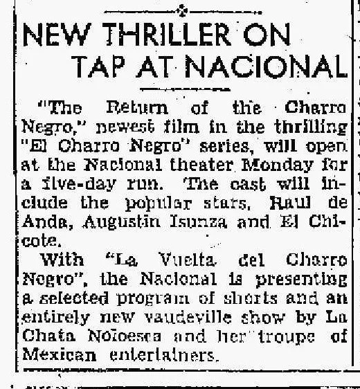 Article for "La Chata" Nolesca performance at the Nacional Theater, 1941, San Antonio Light, July 6, 1941