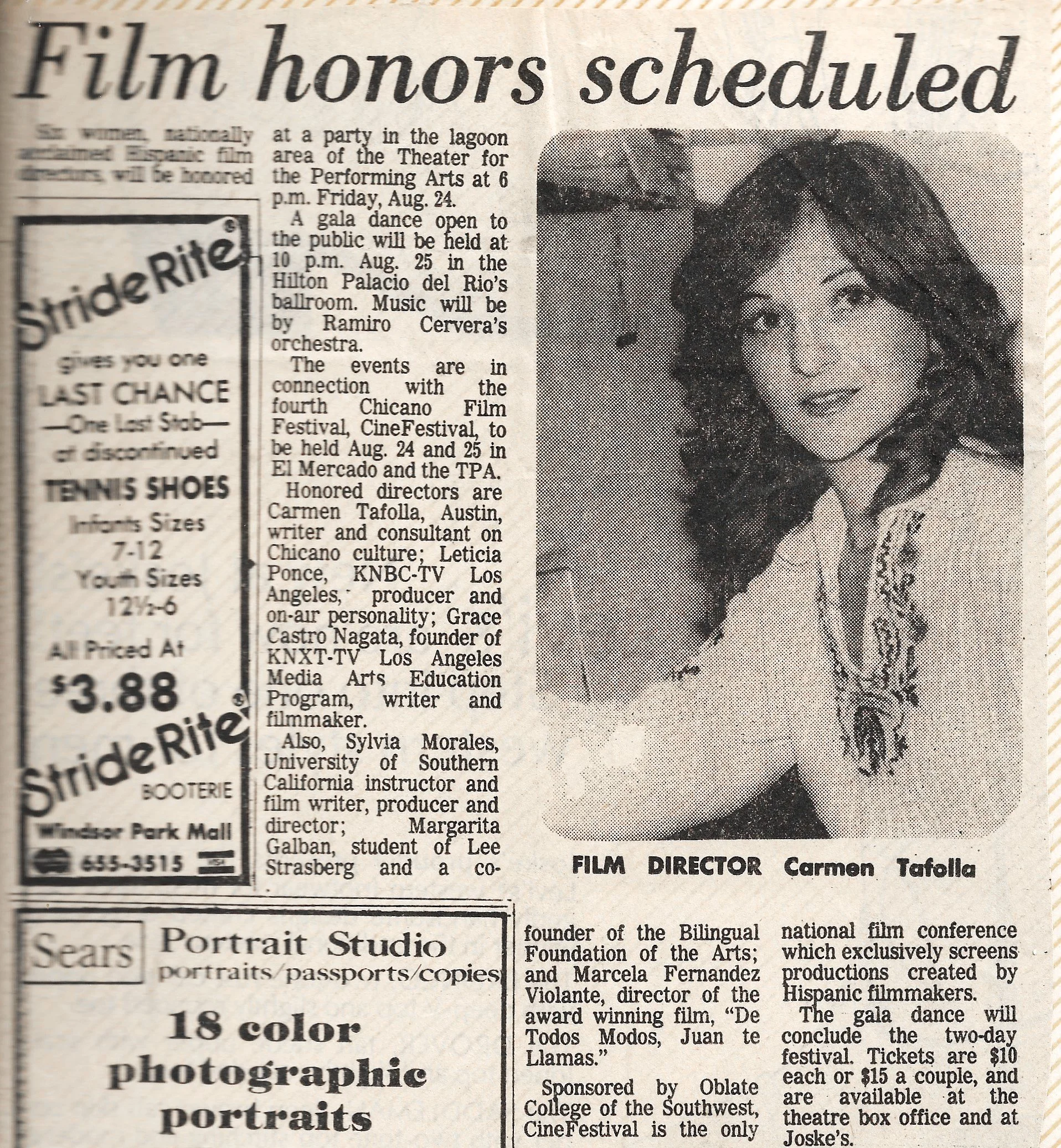 "Me, while I was head writer at Sonrisas, nominated for a Peabody, and one of the Keynoters at Cine Festival in about 1977, alongside 4 other mujeres latinas activistas in cine."