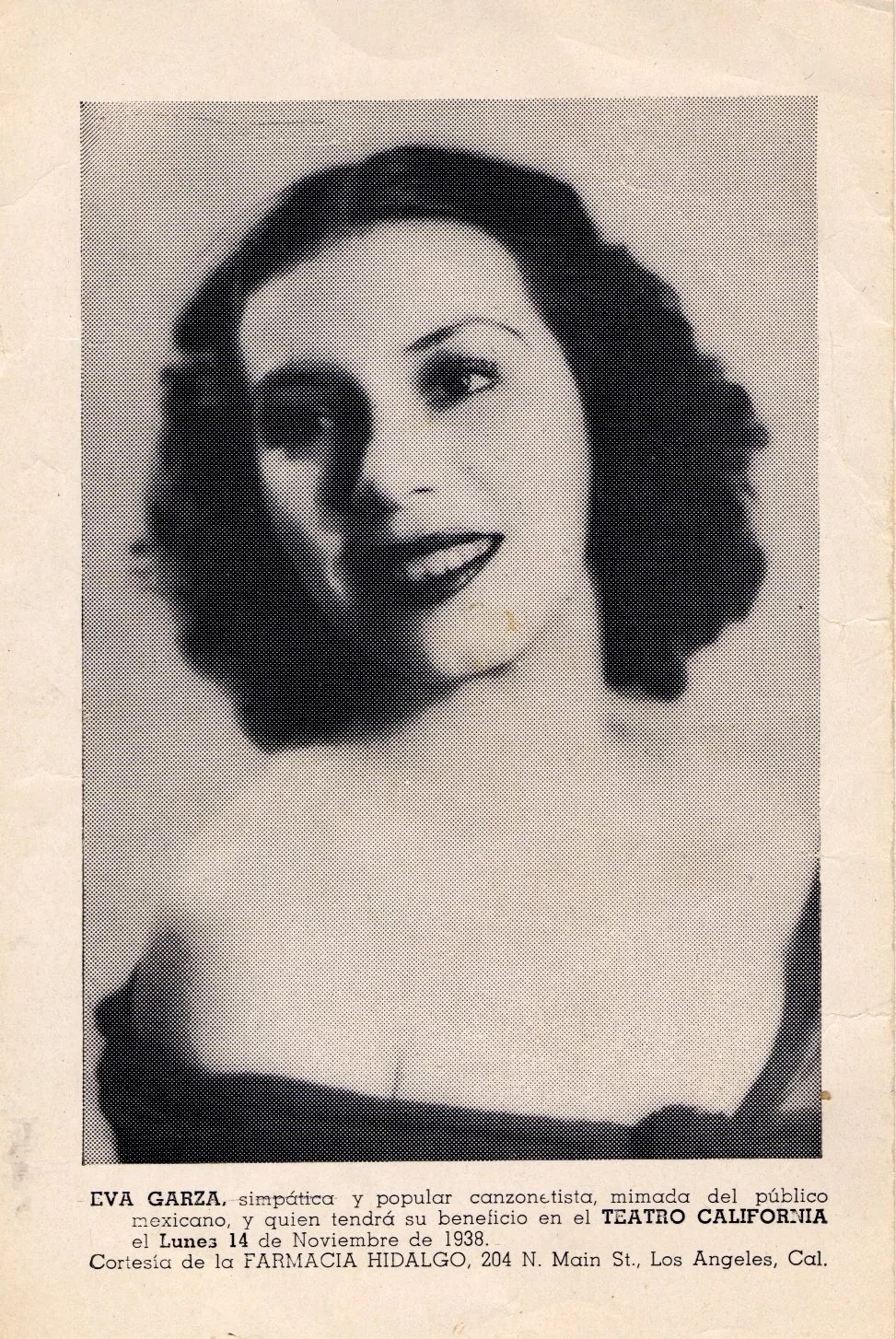 Eva Garza, Teatro California, November 14, 1938, Courtesy Esperanza Peace and Justice Center, San Antonio, Texas