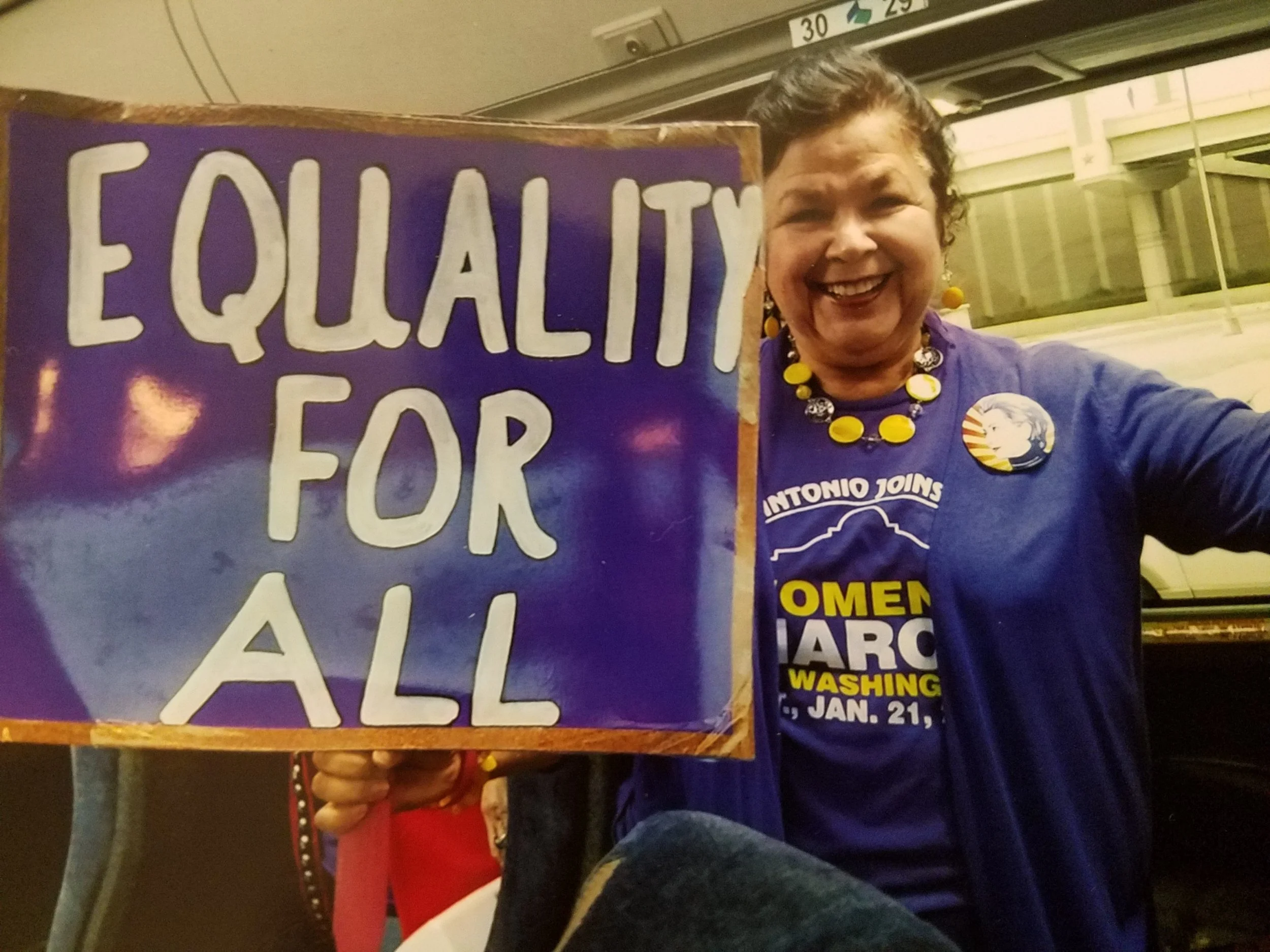 Gloria at the Woman's March. Photo courtesy of Gloria G. Rodriguez. Not to be republished without her permission. 
