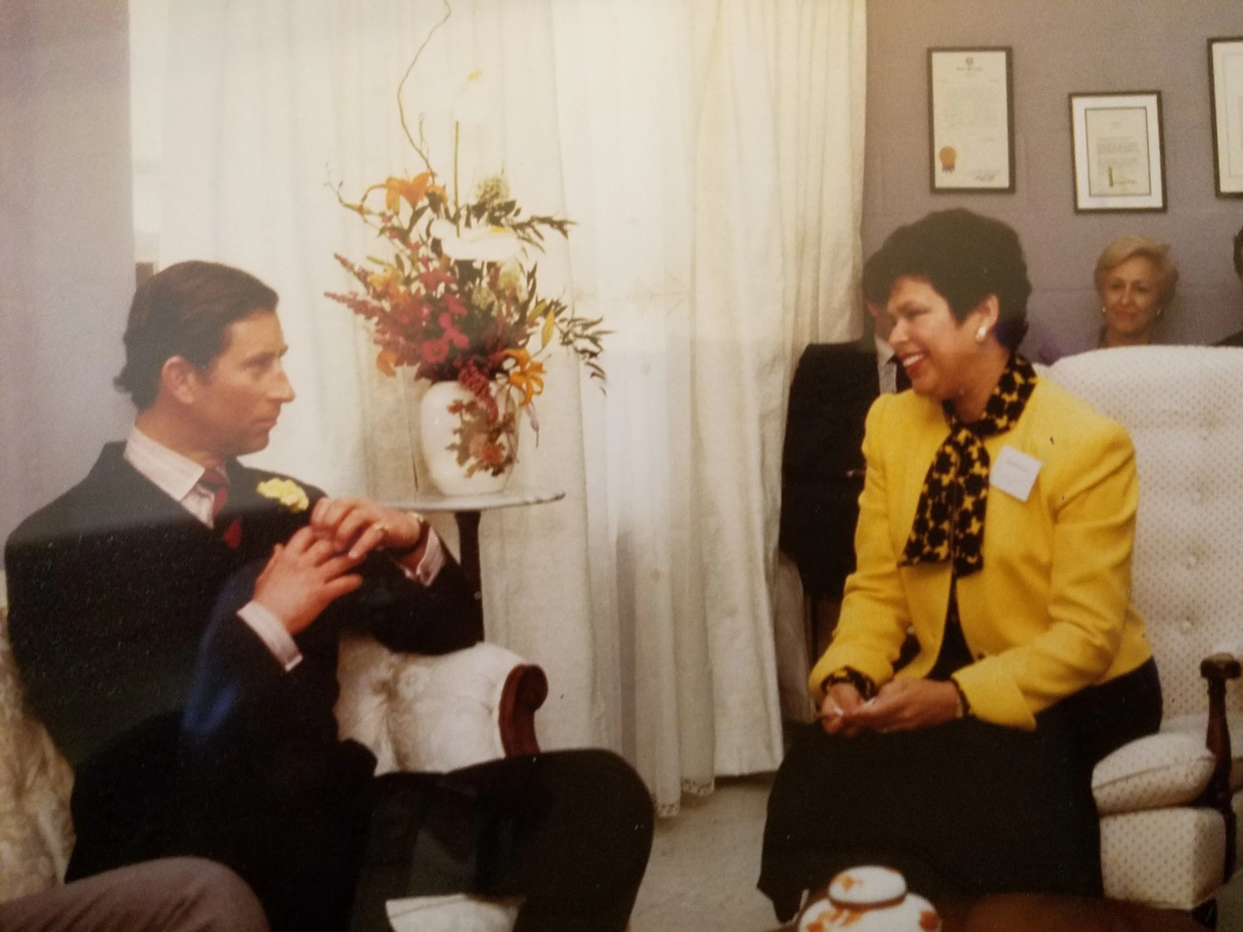 Prince Charles visits Mirasol, 1986. Photo courtesy of Gloria G. Rodriguez. Not to be republished without her permission. 
