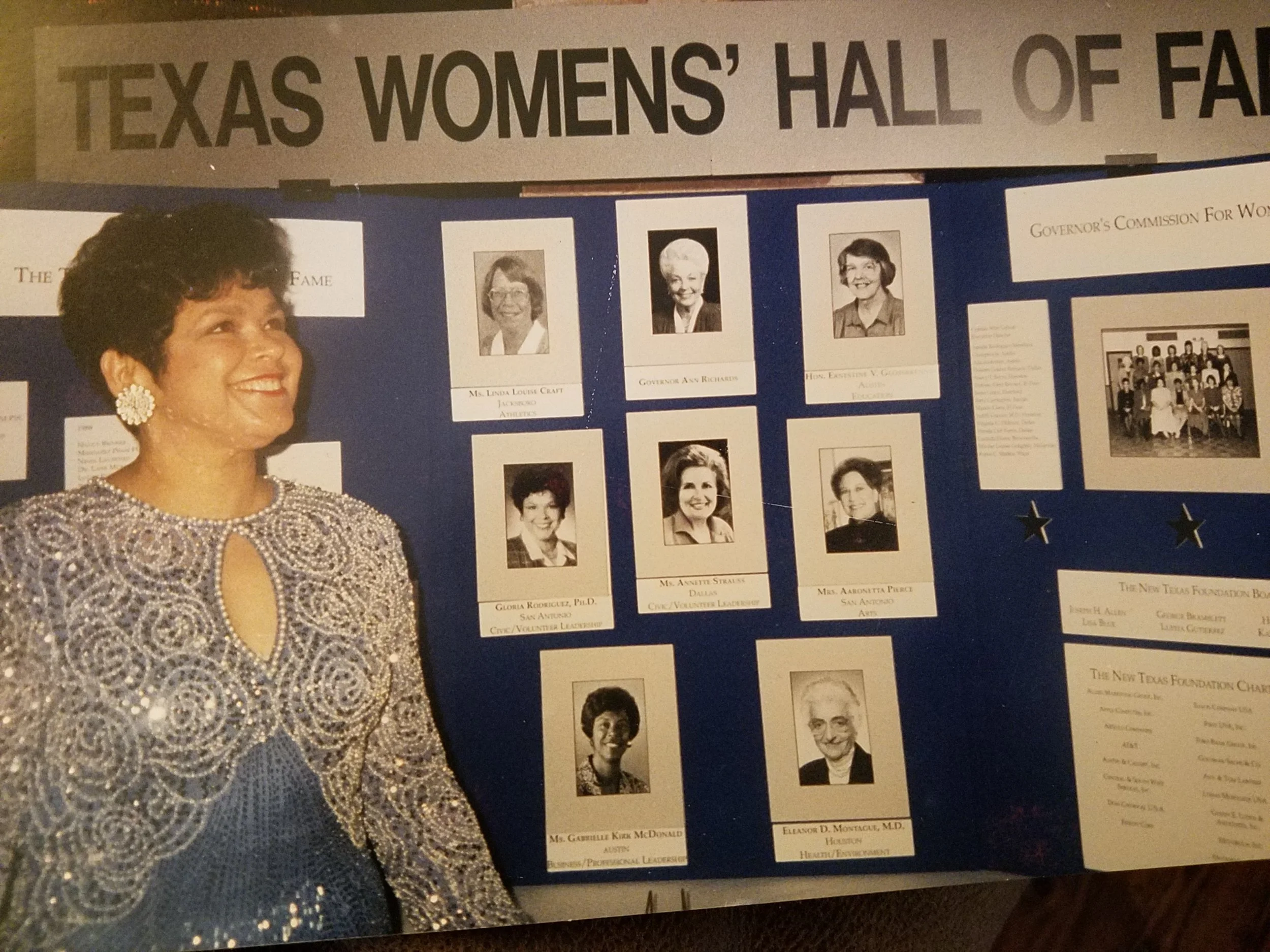 Gloria when she was inducted into the Texas Women's Hall of Fame for Civic and Volunteer Leadership in 1993. Photo courtesy of Gloria G. Rodriguez. Not to be republished without her permission. 
