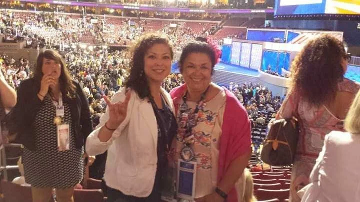 Gloria and her daughter Vanessa at the Democratic and National Convention, 2016. Photo courtesy of Gloria G. Rodriguez. Not to be republished without her permission. 