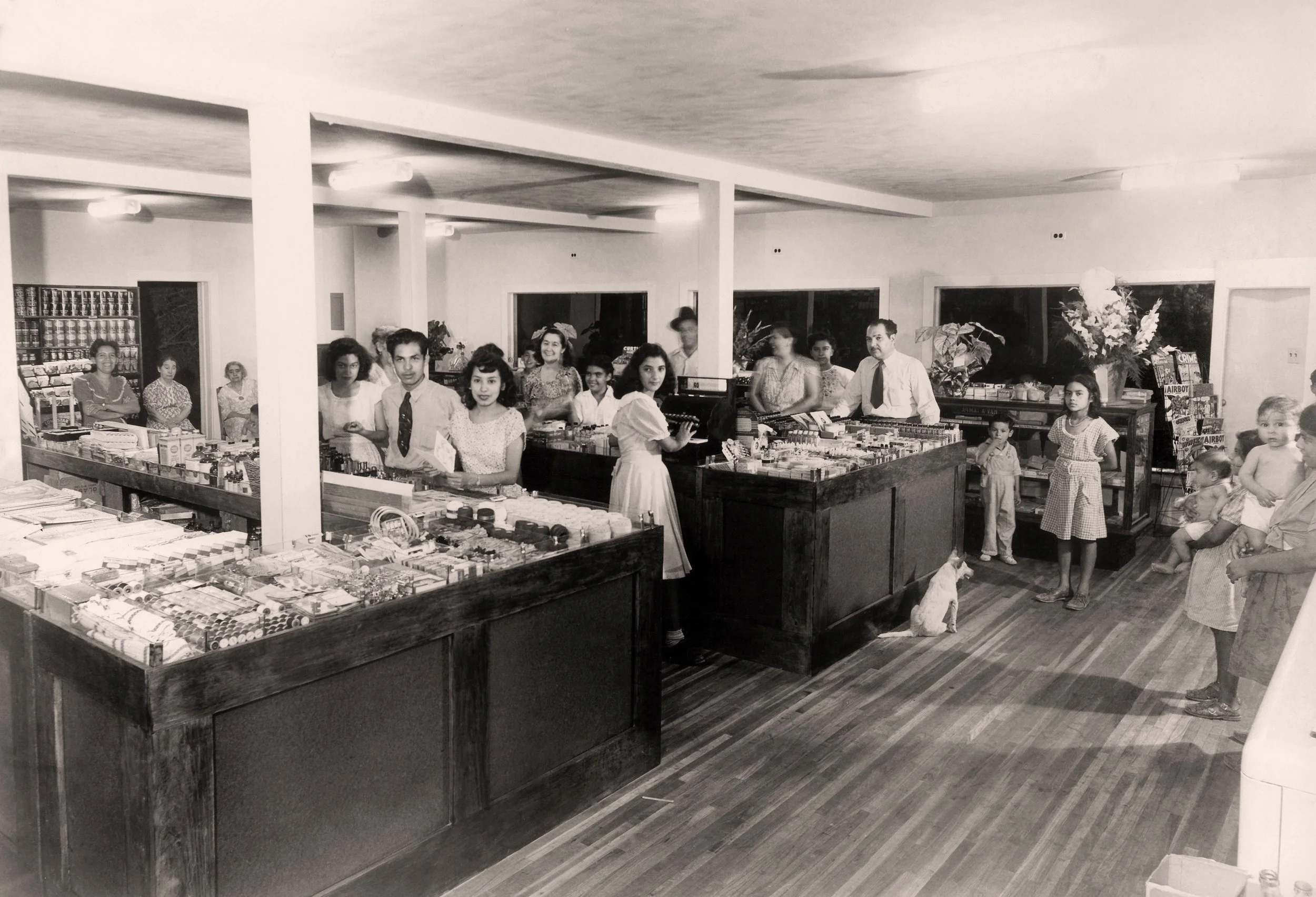 Isabel Casillas at the new Fernandez Drug Store, Courtesy Graciela Sánchez y familia