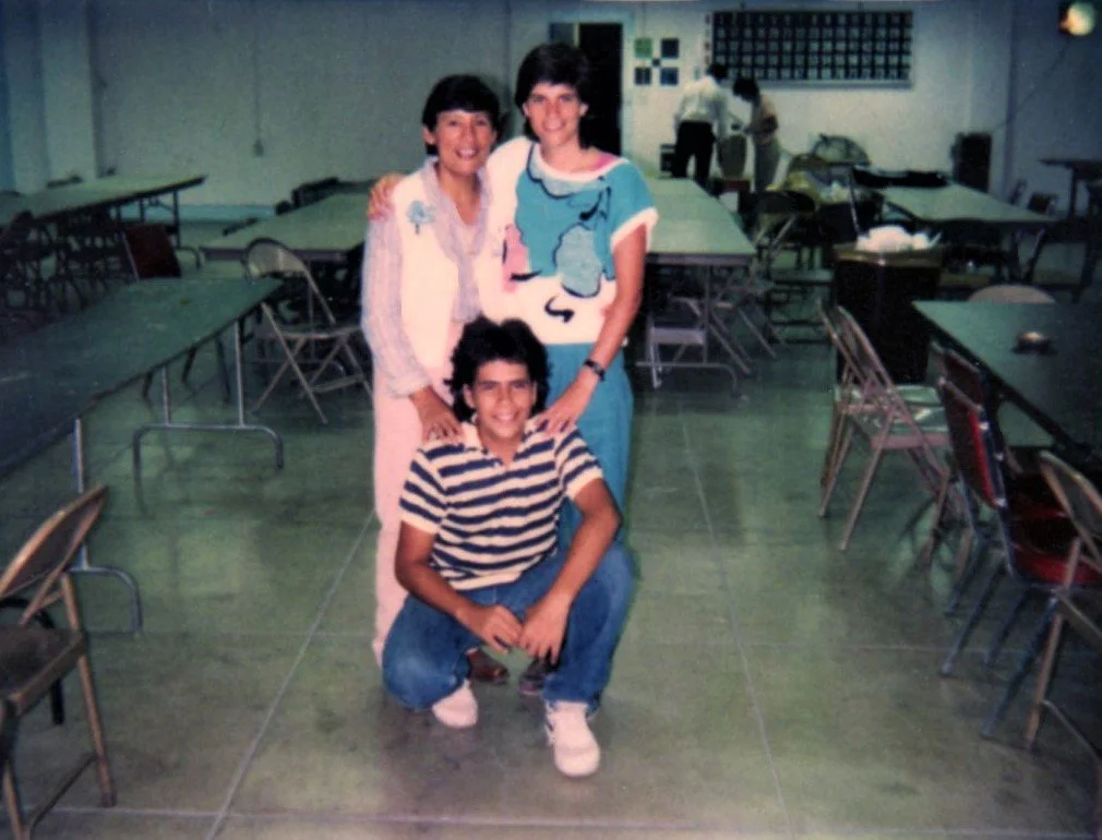 Nickie and her son Robert, and Deb Myers, 1986