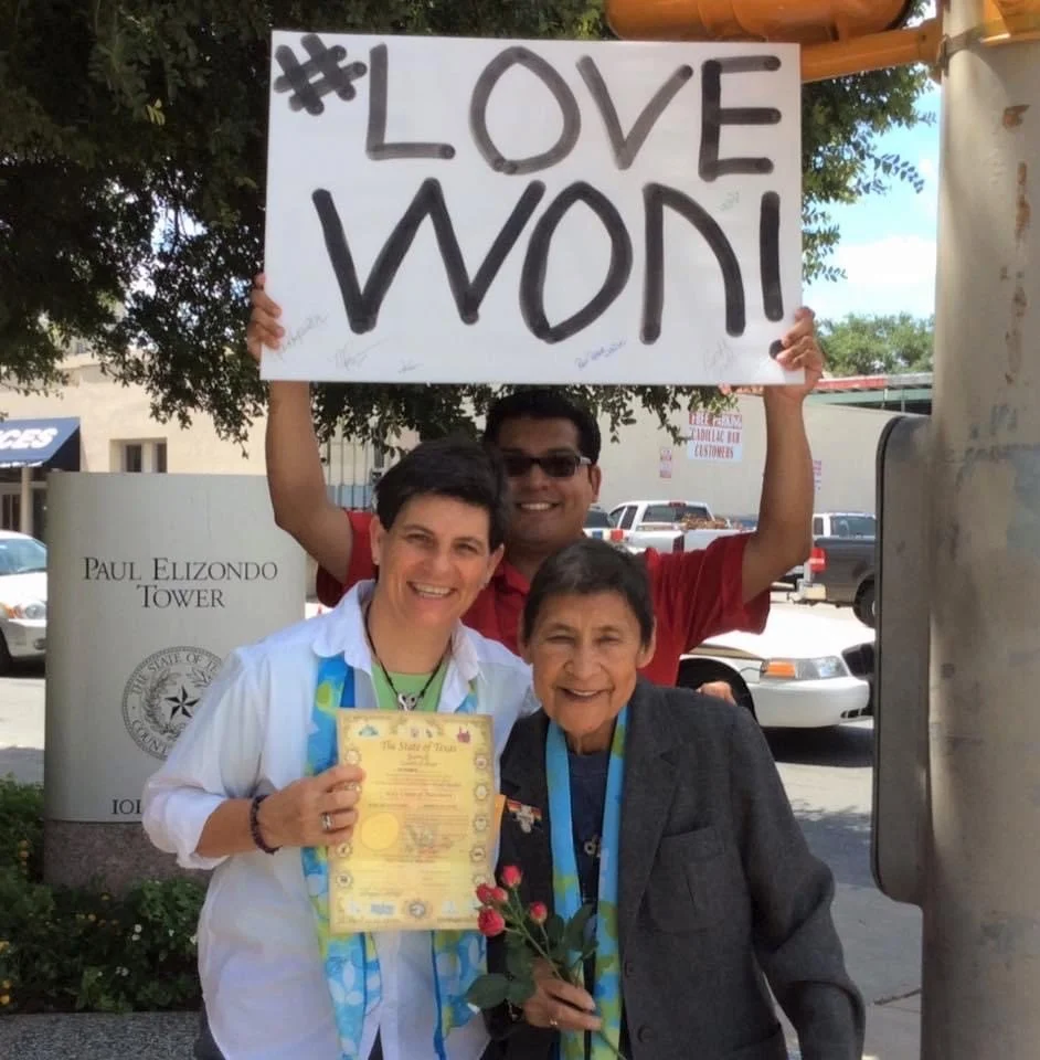 Celebrating the Supreme Court ruling to legalize same sex marriage, 2015