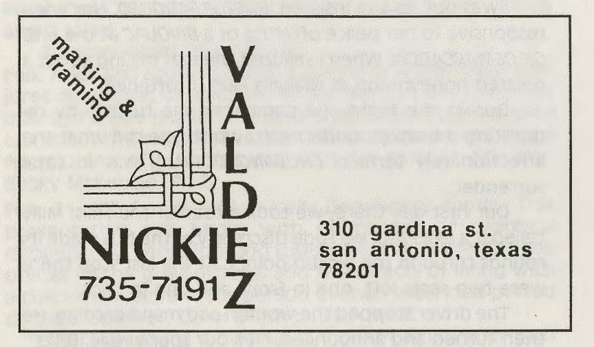 Business card from Nickie's art framing shop on Gardina st,. circa 1980s