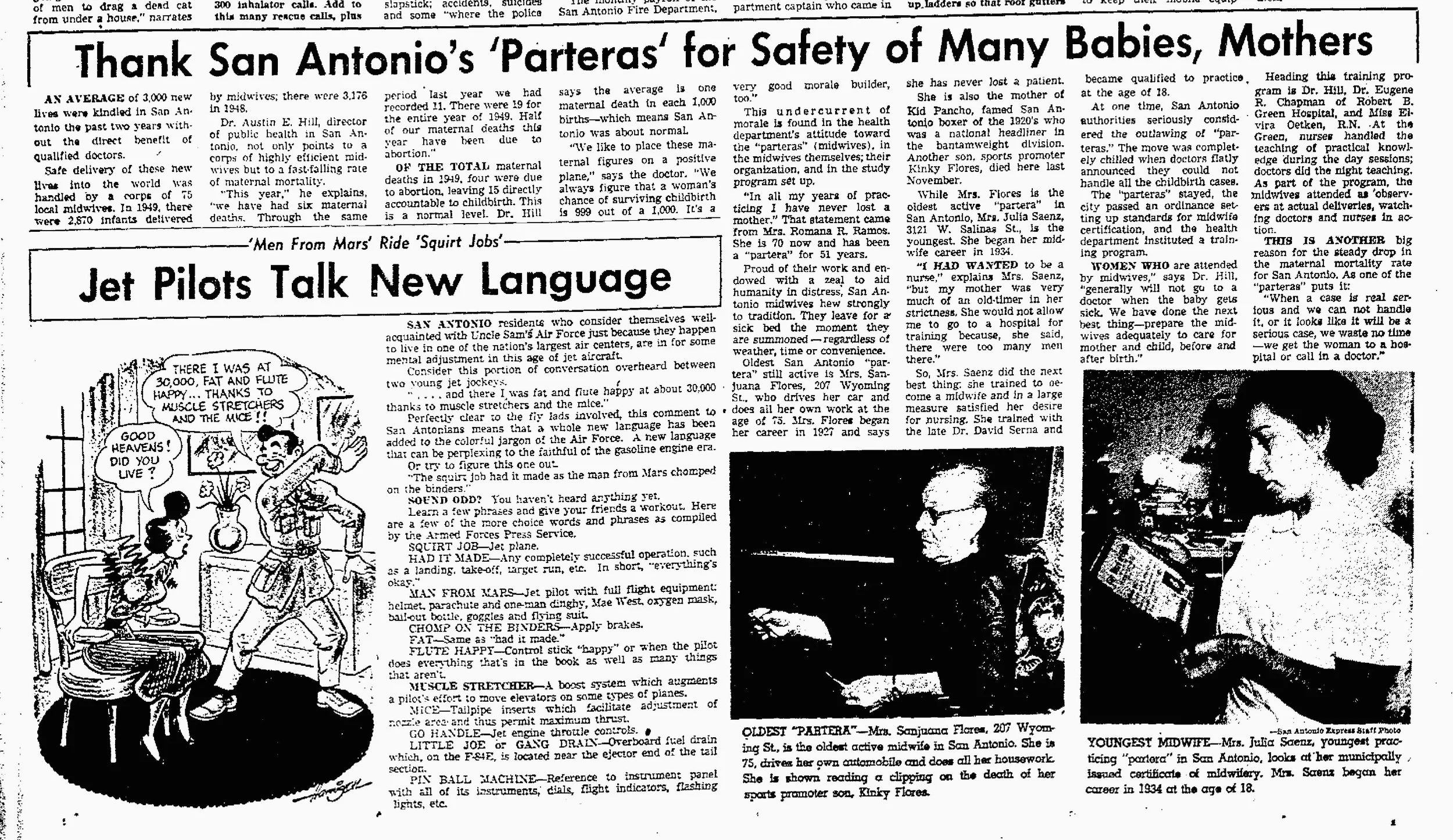"Thank San Antonio's 'parteras' for safety of many babies, mothers", From the San Antonio Express News, September 17, 1950, page 49