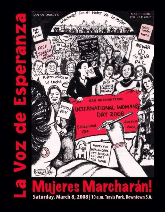 Cover of La Voz de Esperanza-- Women's March 2008, Courtesy of Esperanza Peace and Justice Center 