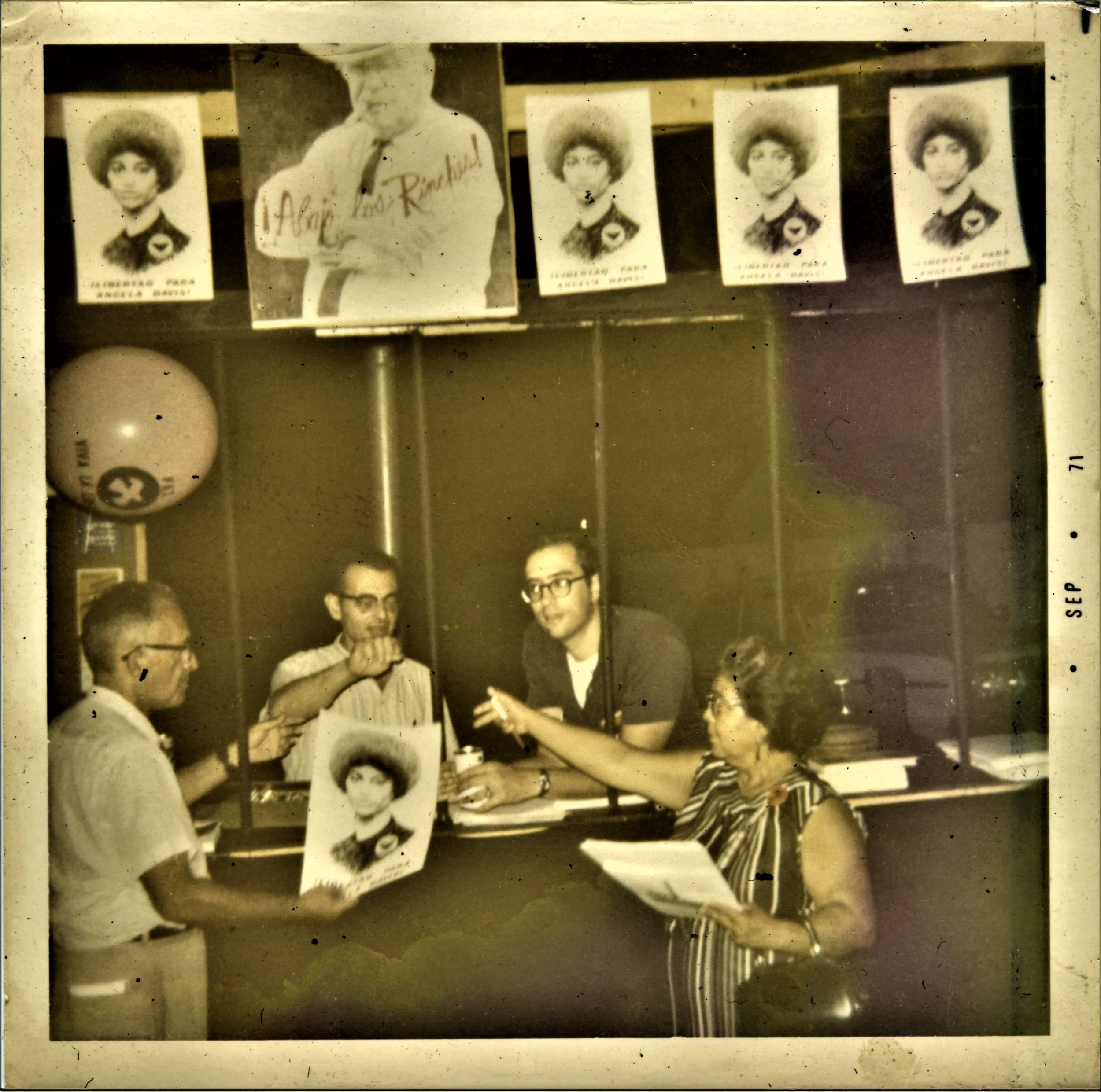Manuela Solís Sager, with John "Juancho" Stanford and James "Jamie" Sager, at a Communist Party event, 1971, Courtesy Esperanza Peace and Justice Center, San Antonio, Texas