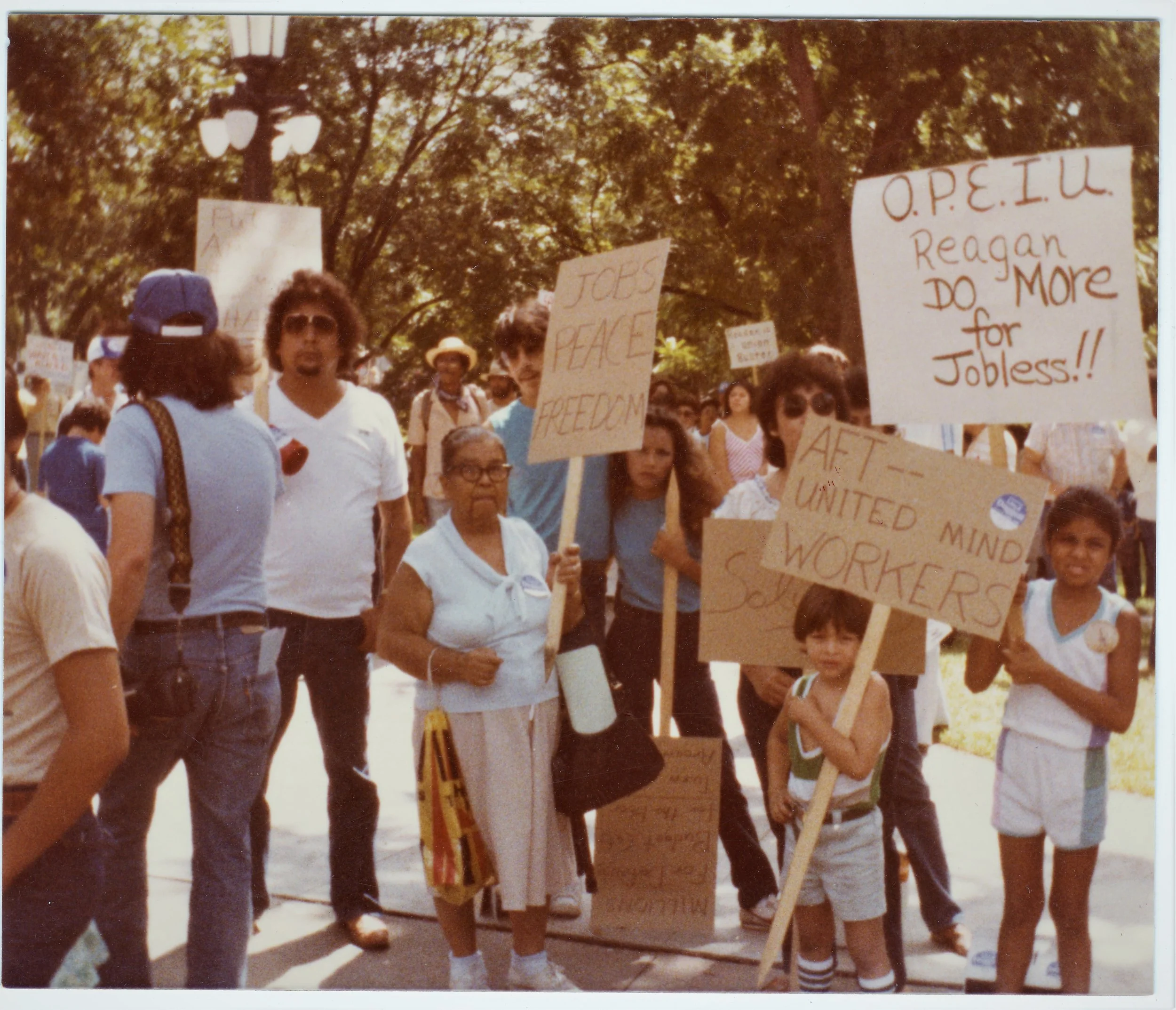 Manuela Solís Sager and San Antonio attendees at the 20th Anniversary March for Jobs and Freedom, Washington, D.C., August 27th, 1983, Courtesy Esperanza Peace and Justice Center, San Antonio, Texas