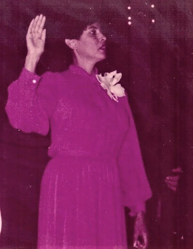 María Antonietta Berriozábal swearing in for City Council District 1. 1981. Courtesy of María Antonietta Berriozábal
