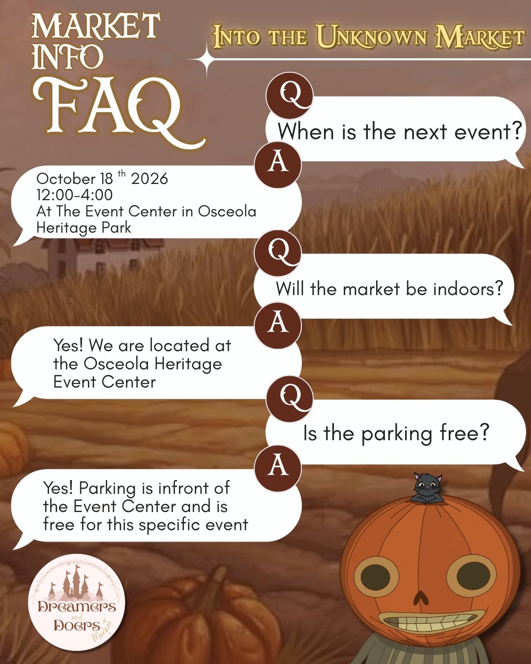 Save this post to have everything you need for the Into the Unknown Market🎃🍂🍁

Check out our saved story to get easy access to everything happening at the market!🐸🫖

Of course come out to shop small at over 70 businesses! Make sure to use the ve