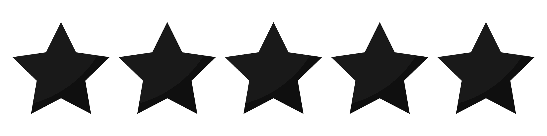 Five black stars in a row, with the first star shaded darker, representing a one-star rating.