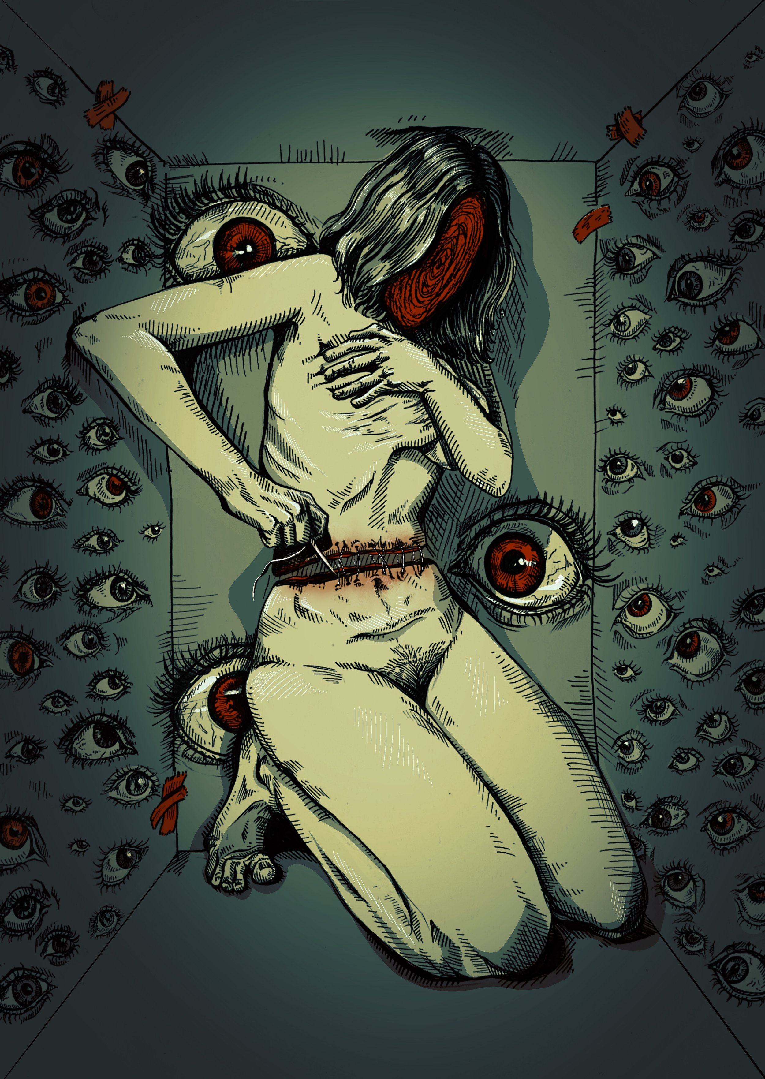 "Bedtime Routine"- 11.7 x 16.5" inked traditionally, colored digitally 