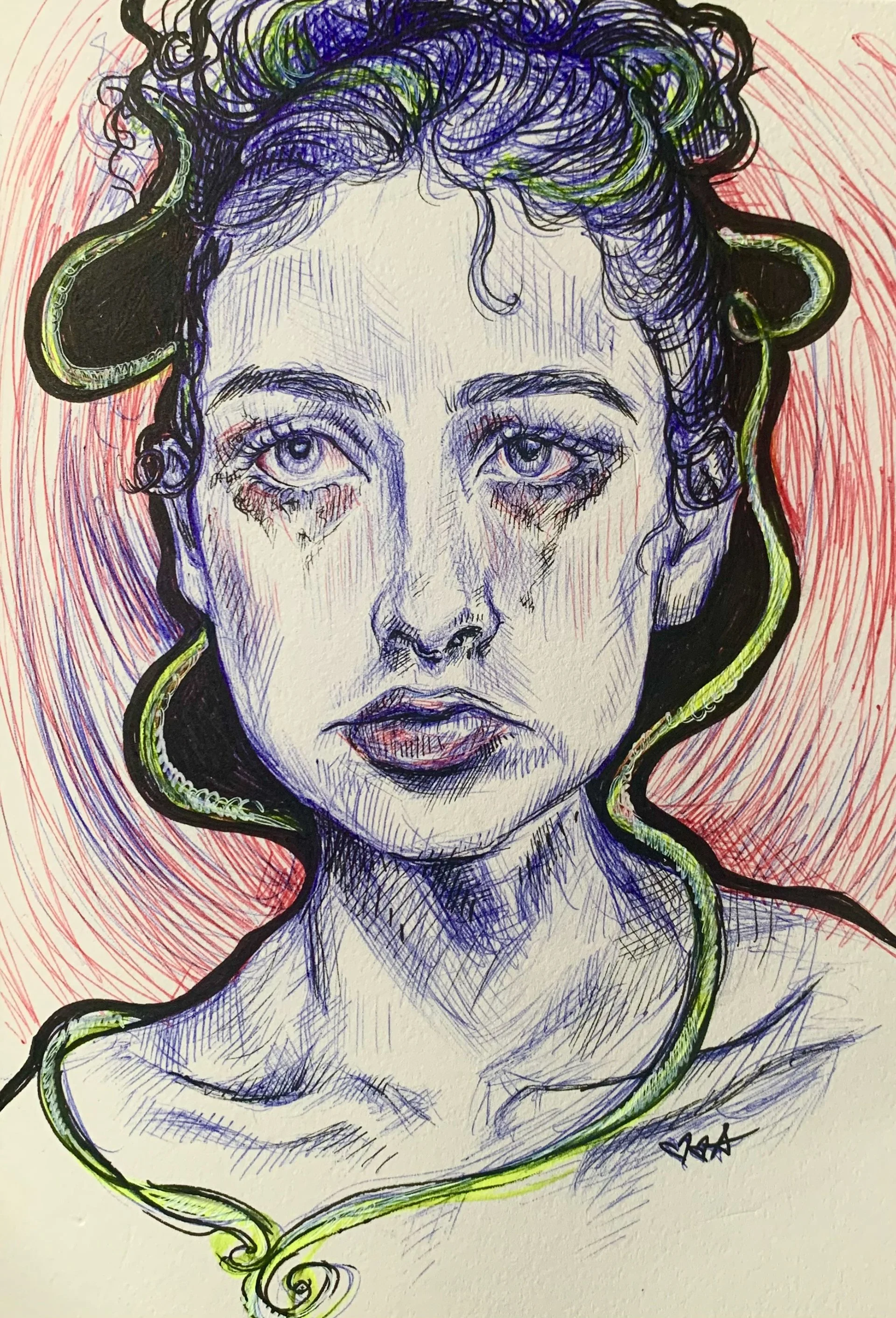 "Self Portrait" - ballpoint pen