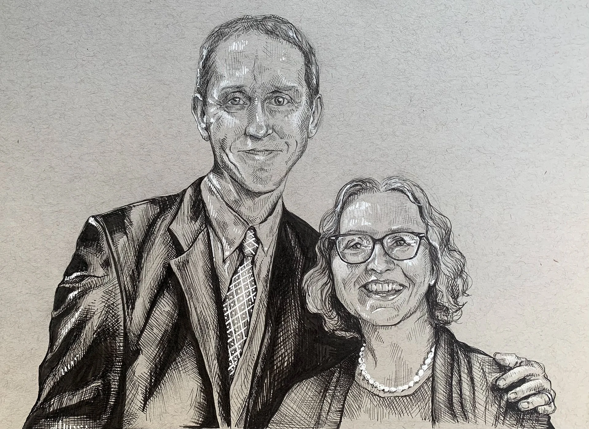 "The Wheelers"- pen and ink on toned paper