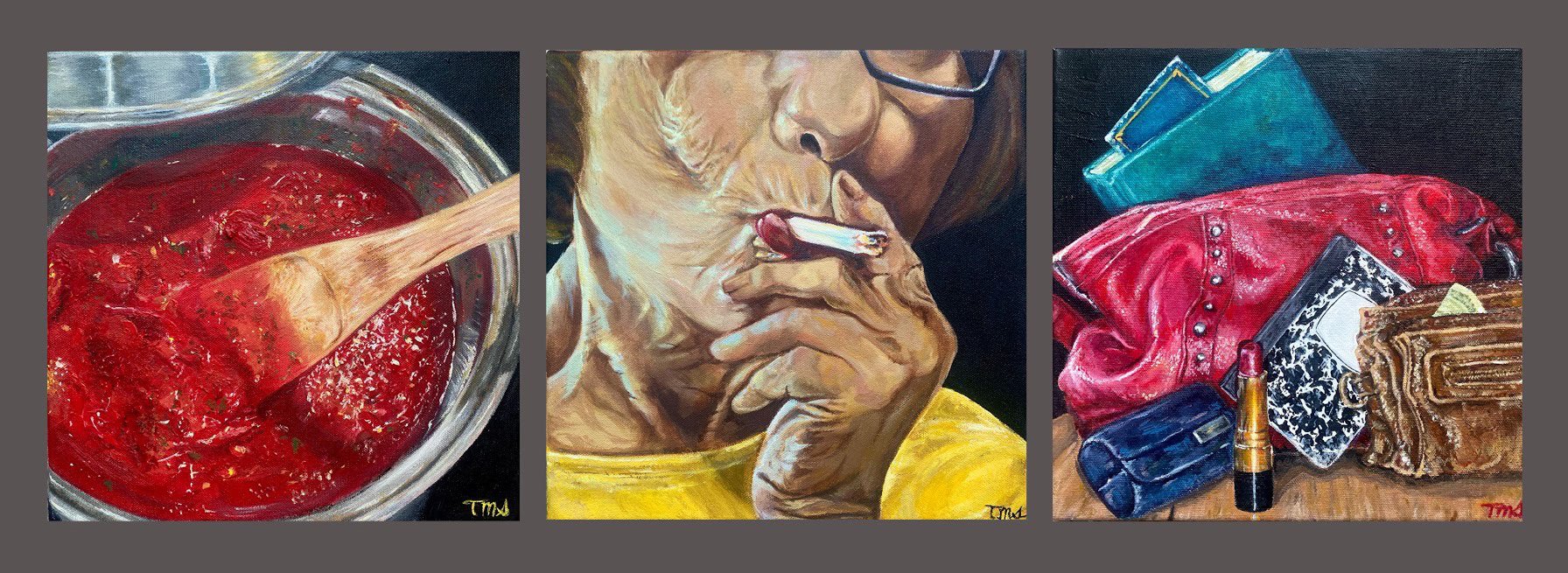 "Say Goodnight Graice"  - acrylic on canvas triptych