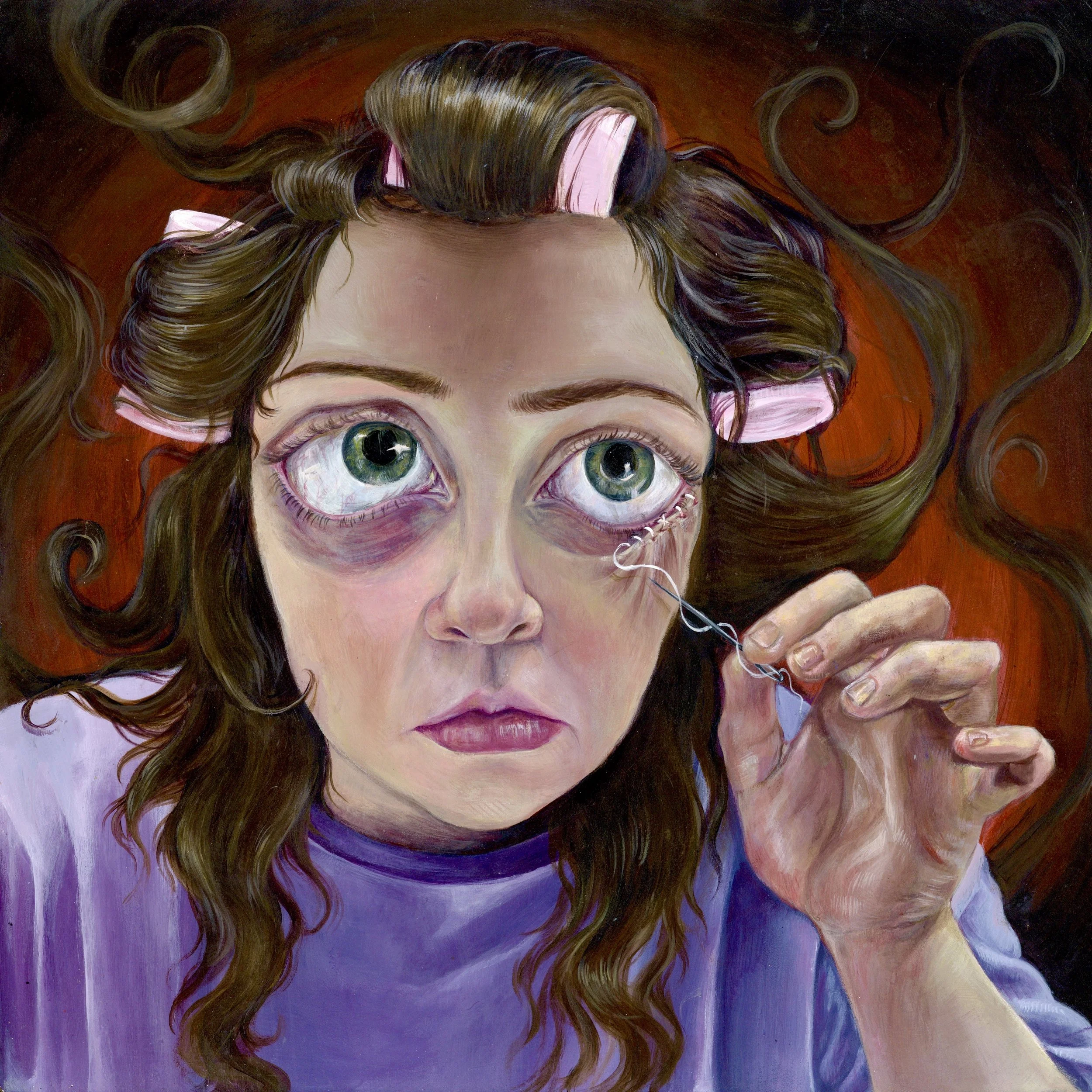 "Morning Routine" - 16 x 16" acrylic on wood panel