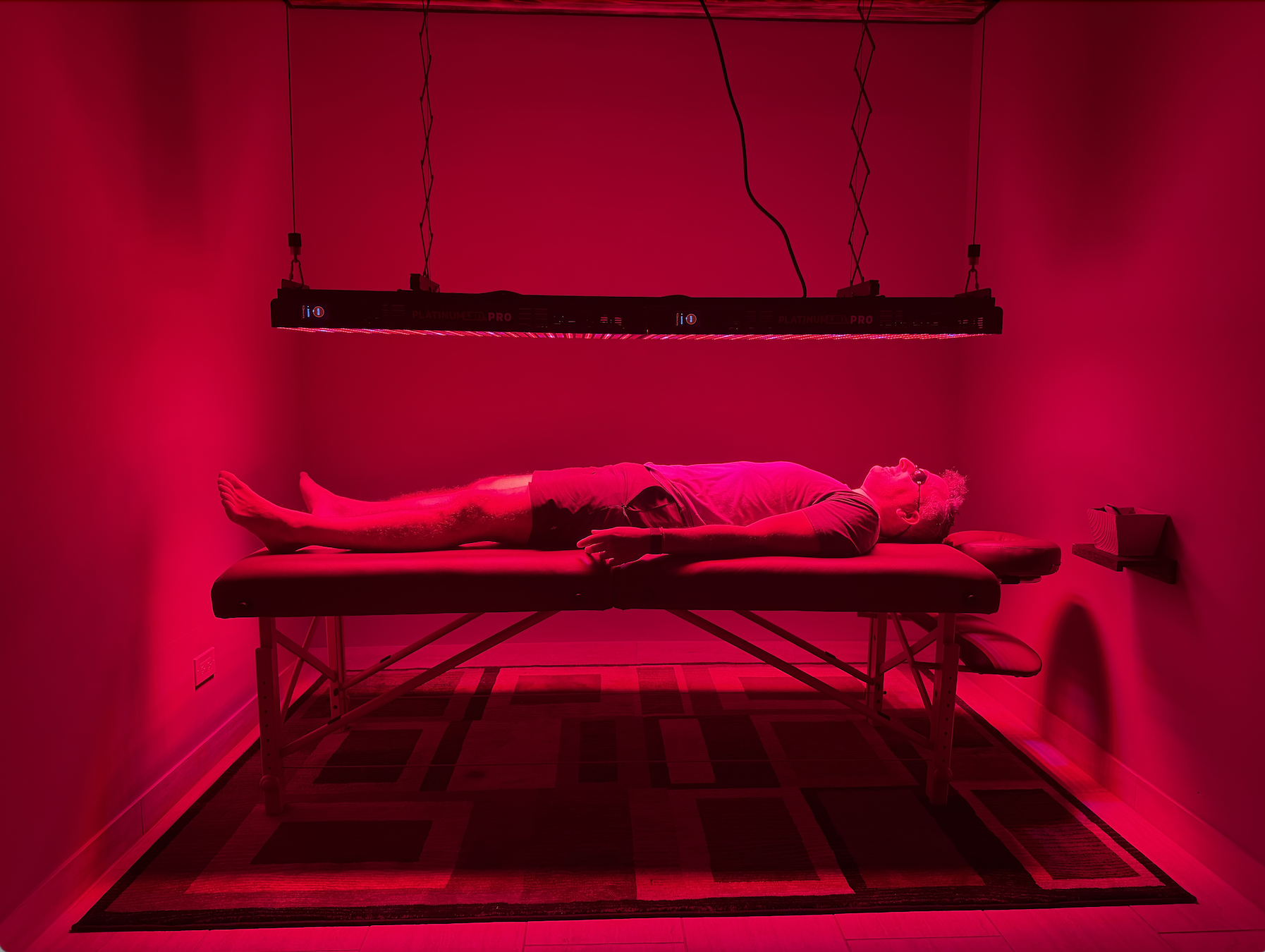 Full-body red light therapy session at Studio 11 Yoga & Wellness in Wheaton, IL