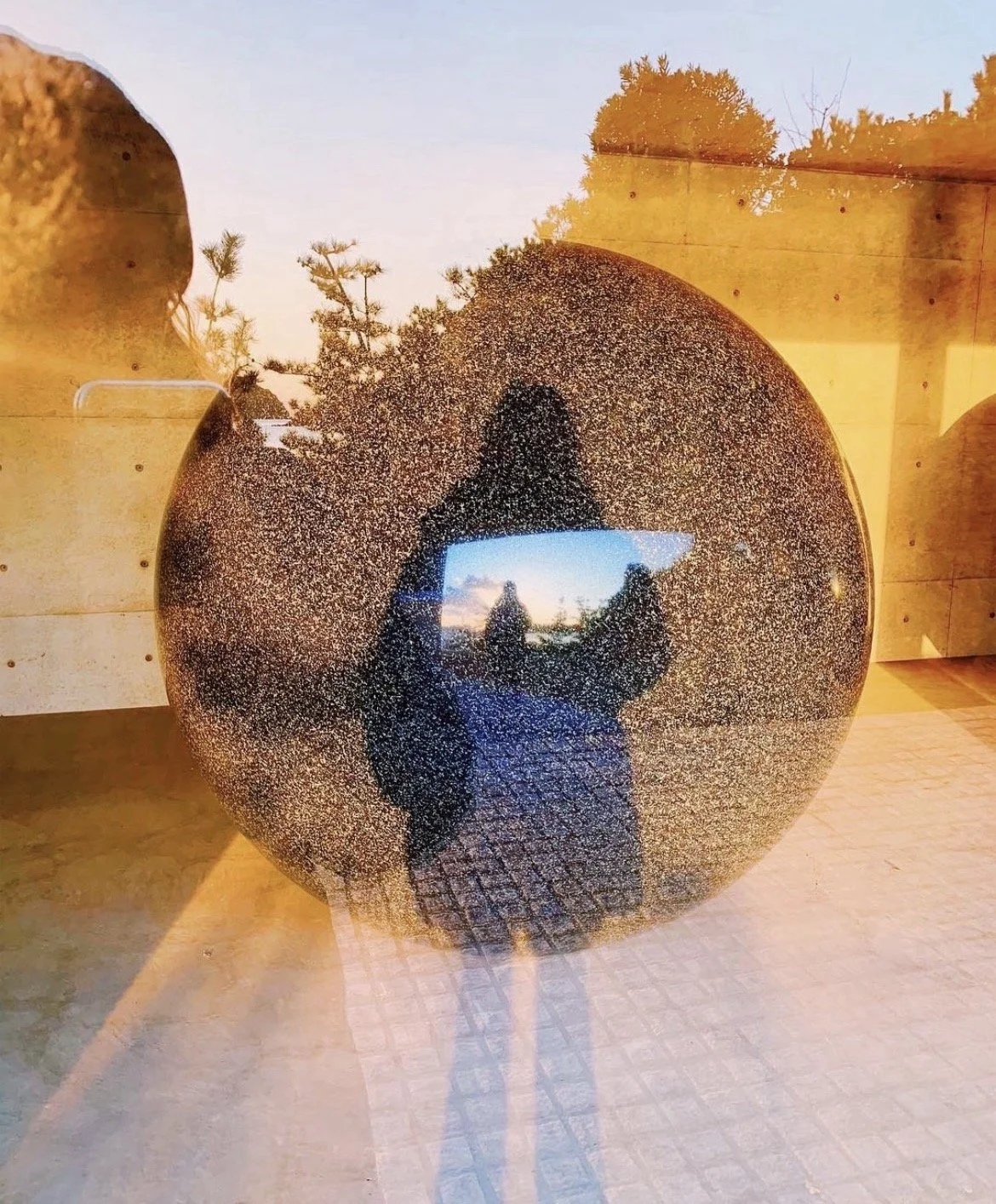 One person in silhouette double exposure photograph with sun light