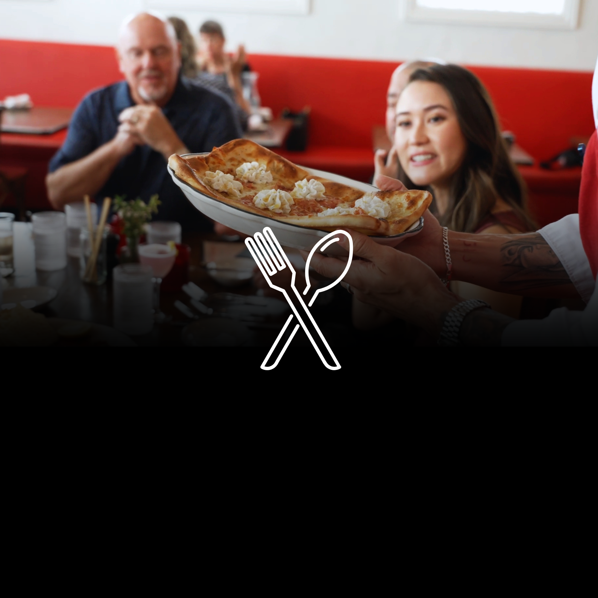 Restaurant guests enjoying a dining experience during a hospitality video production.