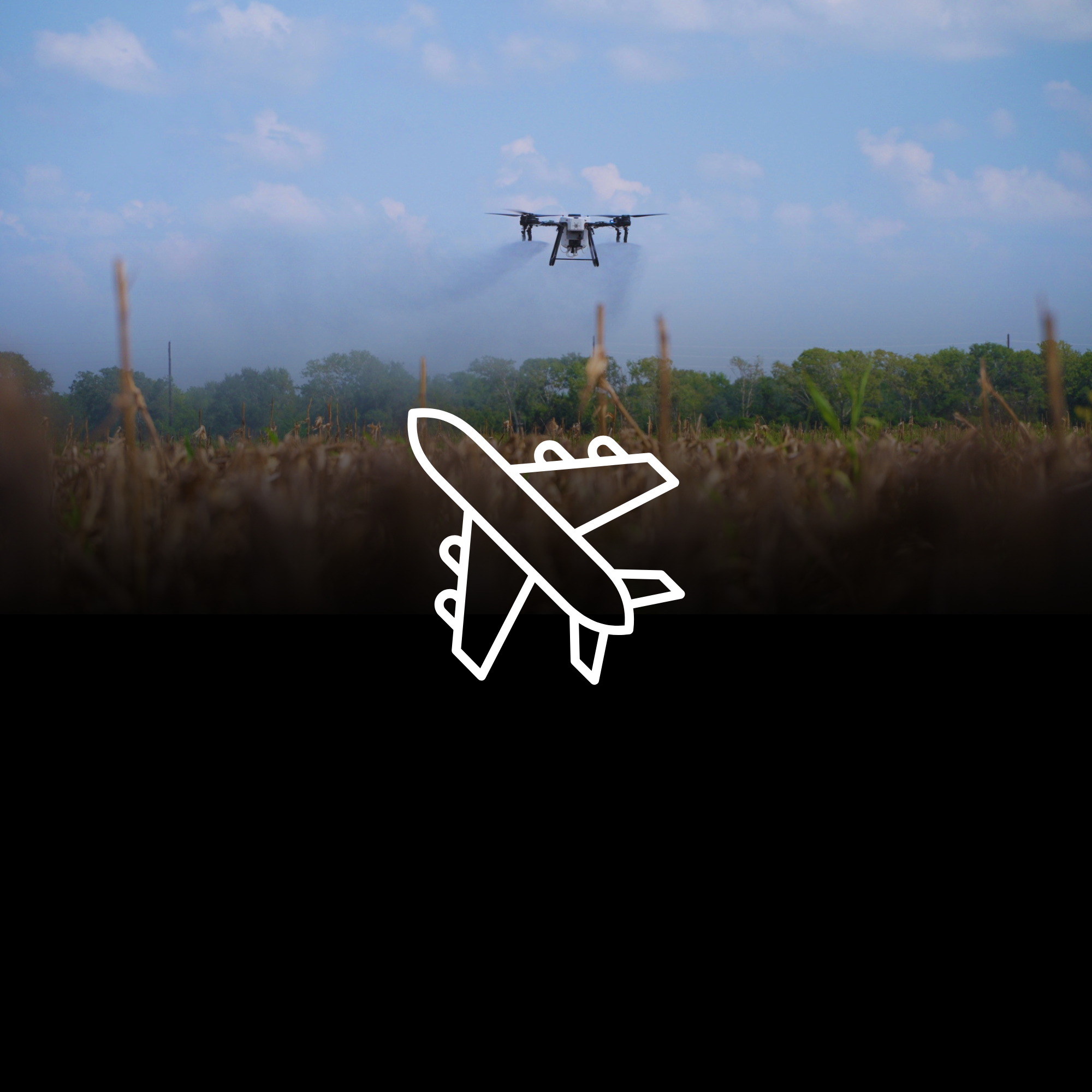 Drone flying above a Texas landscape during aerial cinematography.