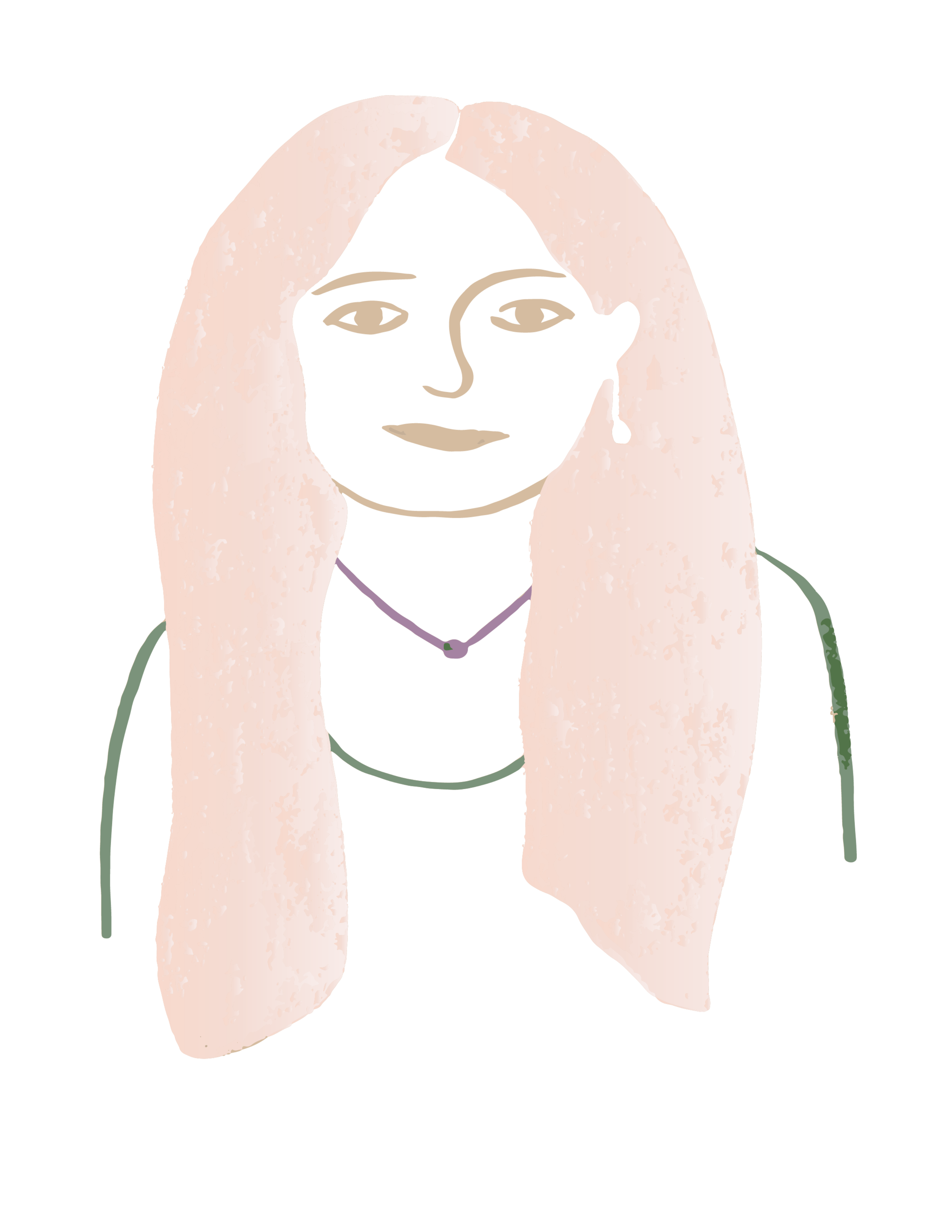 illustration of Sarah Westwood, Partner at Payne Westwood and a fractional CMO based in Asheville, NC. Sarah has long blonde hair, and is wearing a green top and a purple necklace.