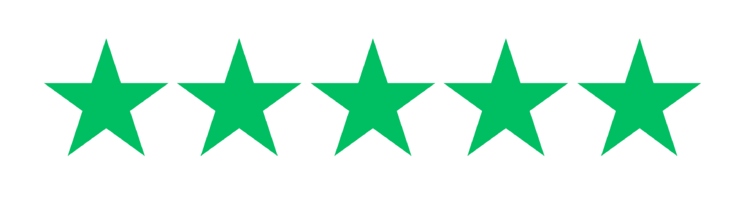 Five green stars in a row.