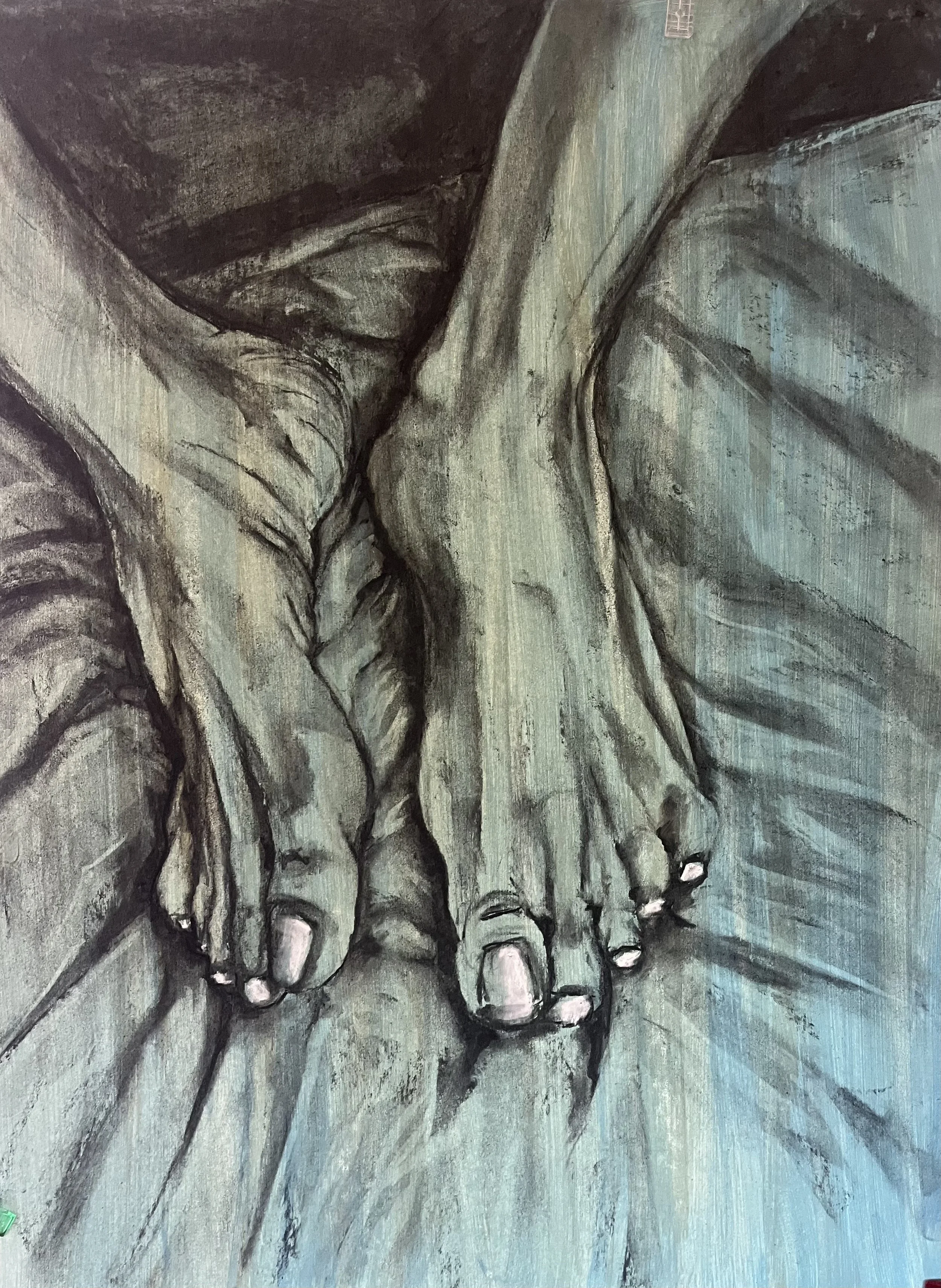 A black and white illustration of two hands clasped together.