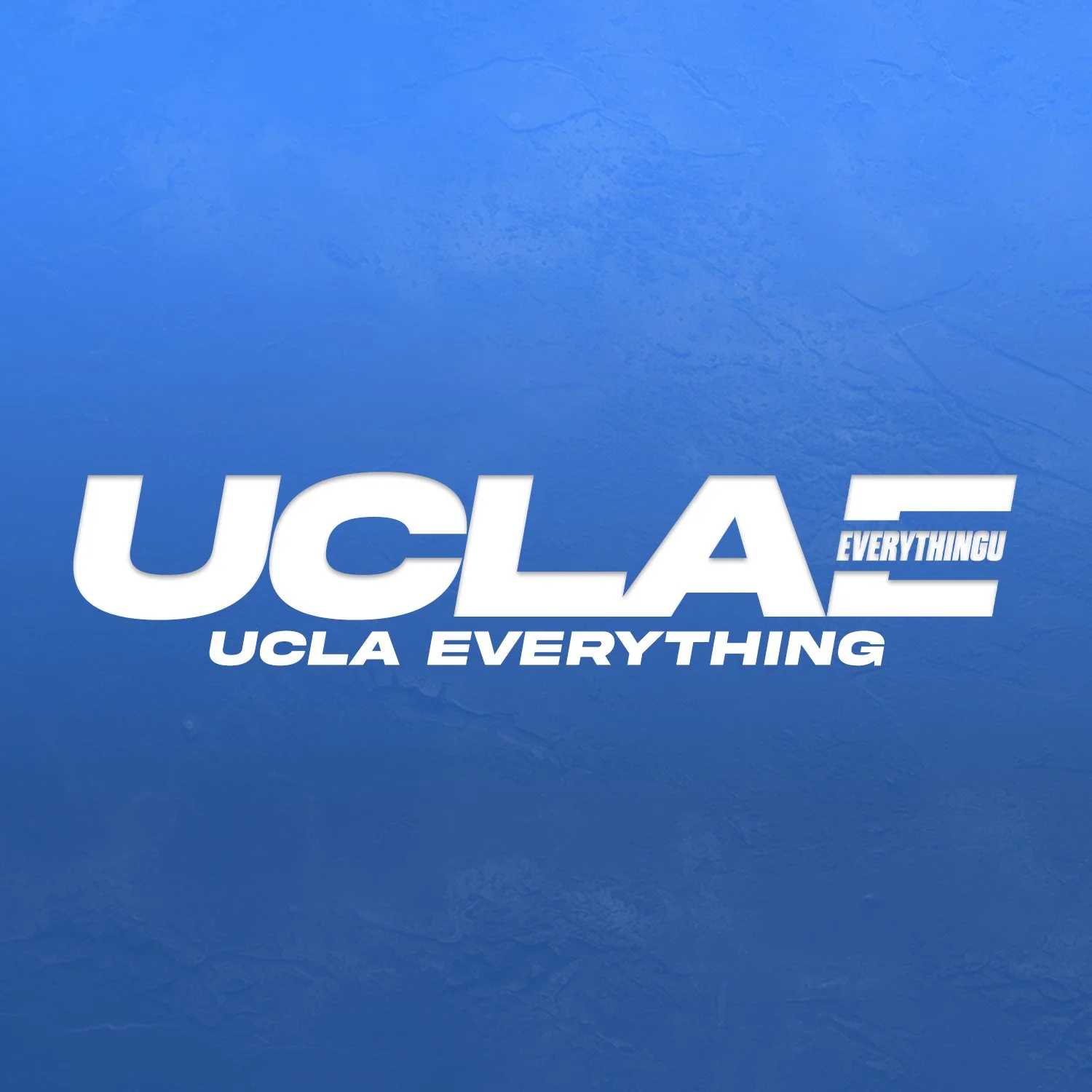 Blue logo with the text 'UCLA' in large white letters, and smaller text 'UCLA EVERYTHING' below it, with an additional small text 'EVERYTHINGU' inside the letter 'E' in 'UCLA'.