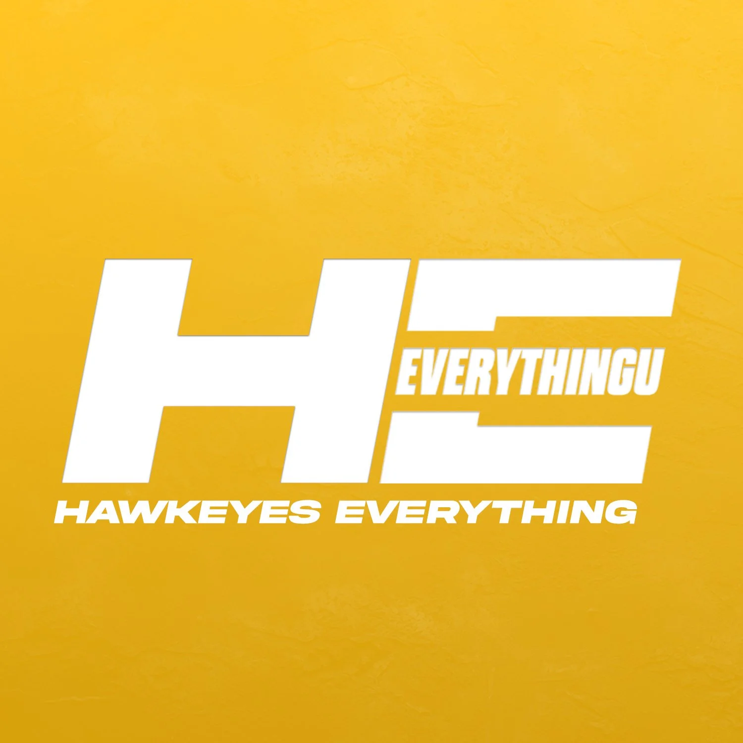 Yellow background with white and yellow text that says 'HC EVERYTHING' and 'HAWKEYES EVERYTHING'.