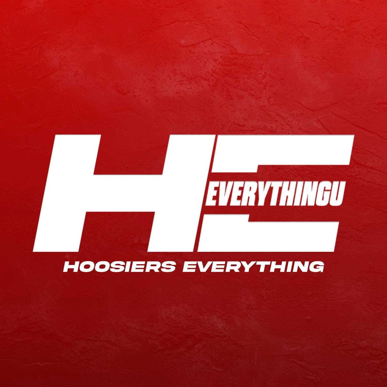 Logo with large white letters H and E, with the words 'Everything Hoosiers Everything' in smaller white text.