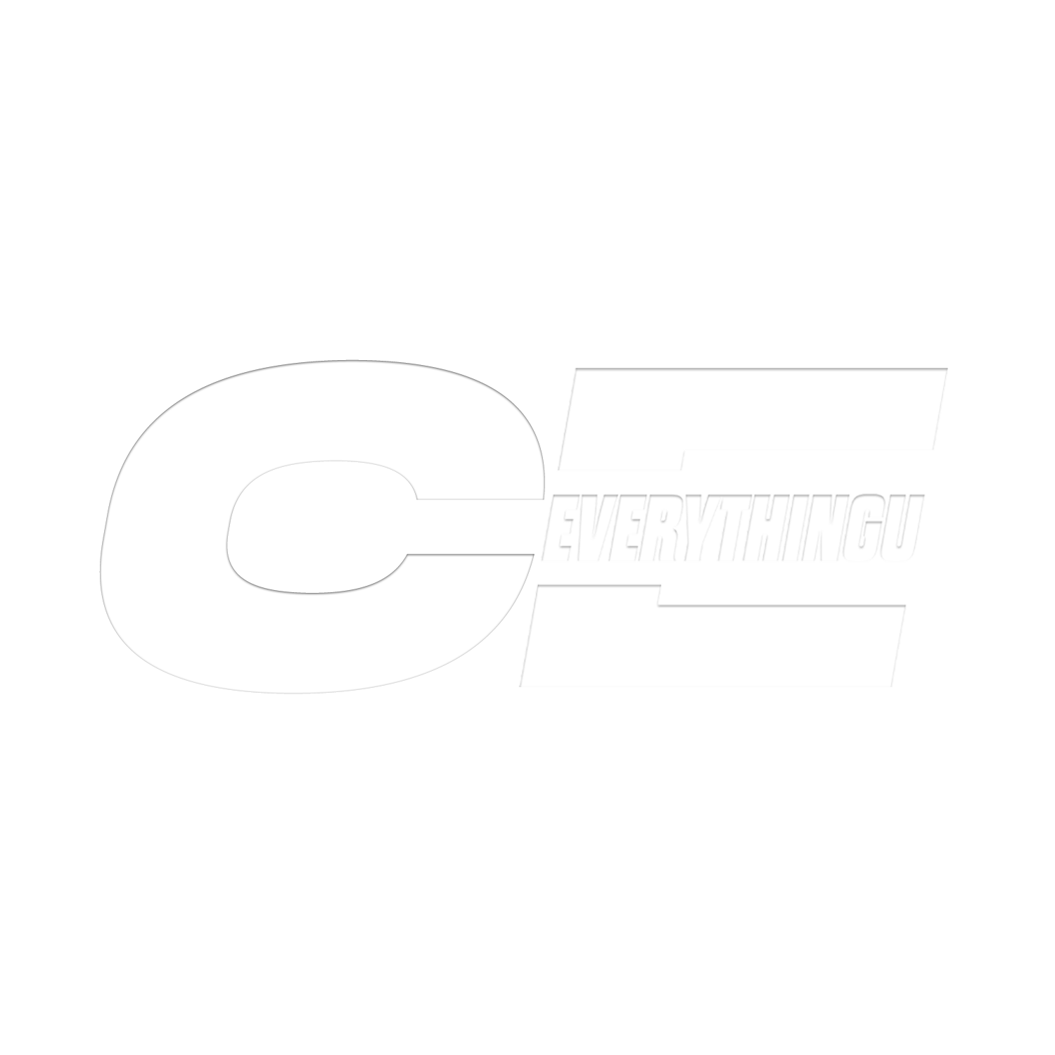 Black background with large white and gray text reading 'C E' with 'Everything' written inside the letter 'E' and 'Clemson Everything' in smaller text below.