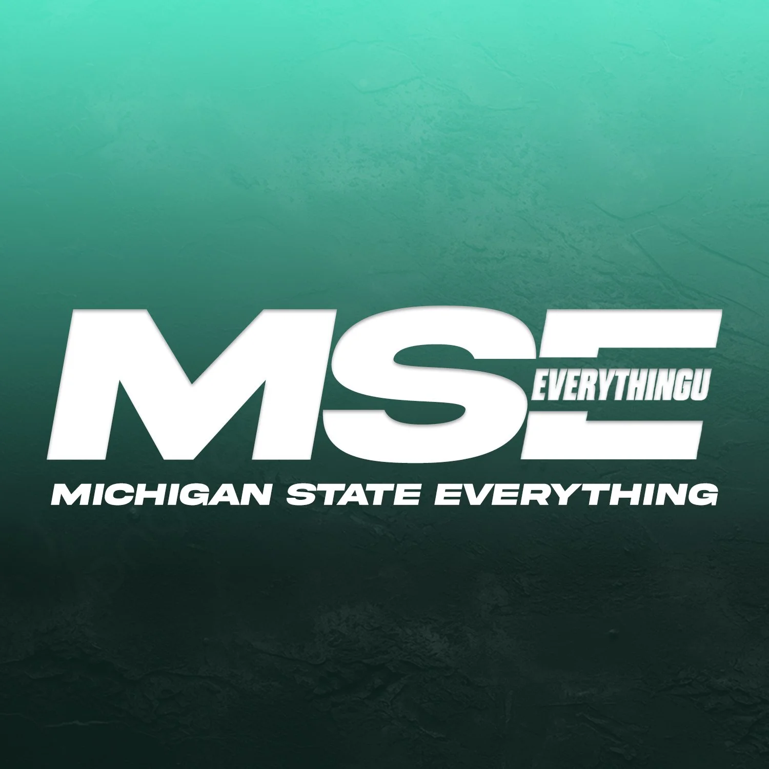 Logo with the text MSE, featuring the words 'Everything U' and 'Michigan State Everything' in white, on a green textured background.