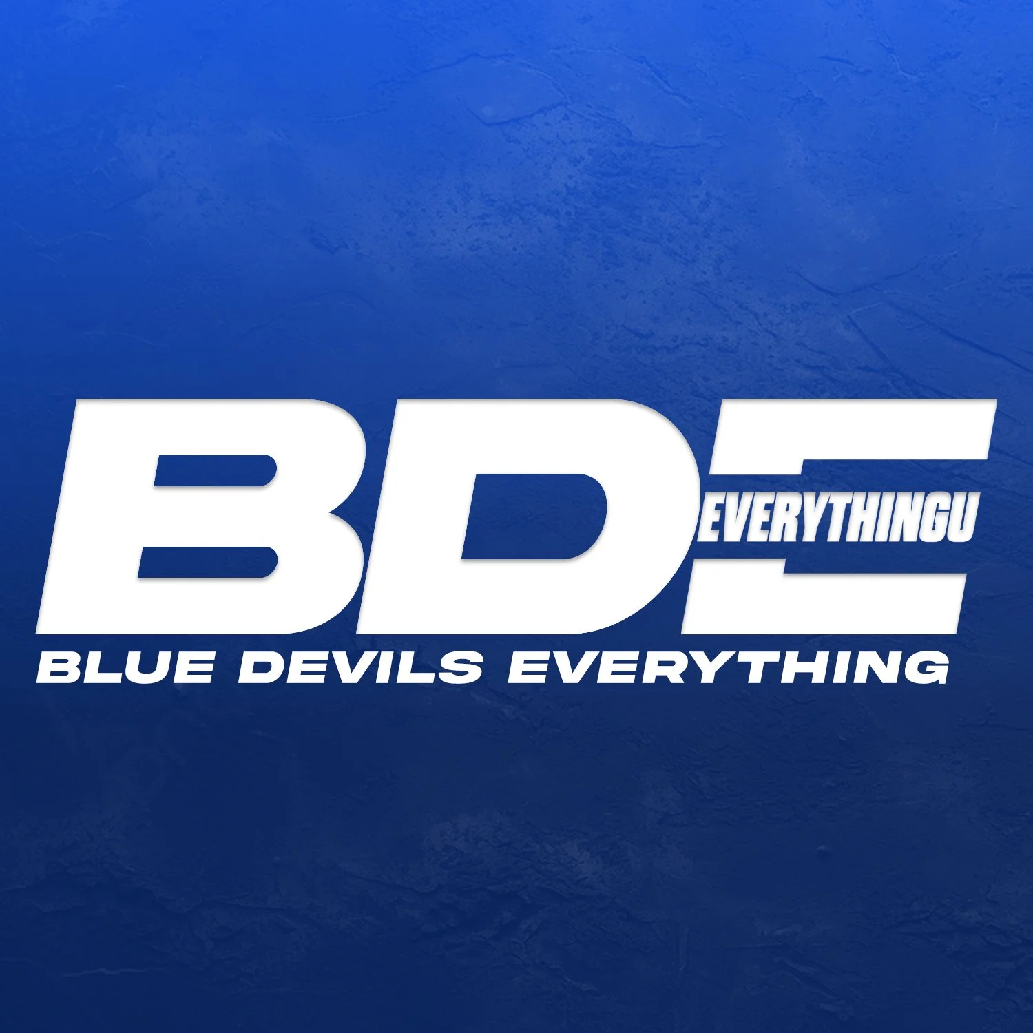 Blue background with white text reading 'BD' and 'EVERYTHING' in smaller font, and the phrase 'BLUE DEVILS EVERYTHING' at the bottom.