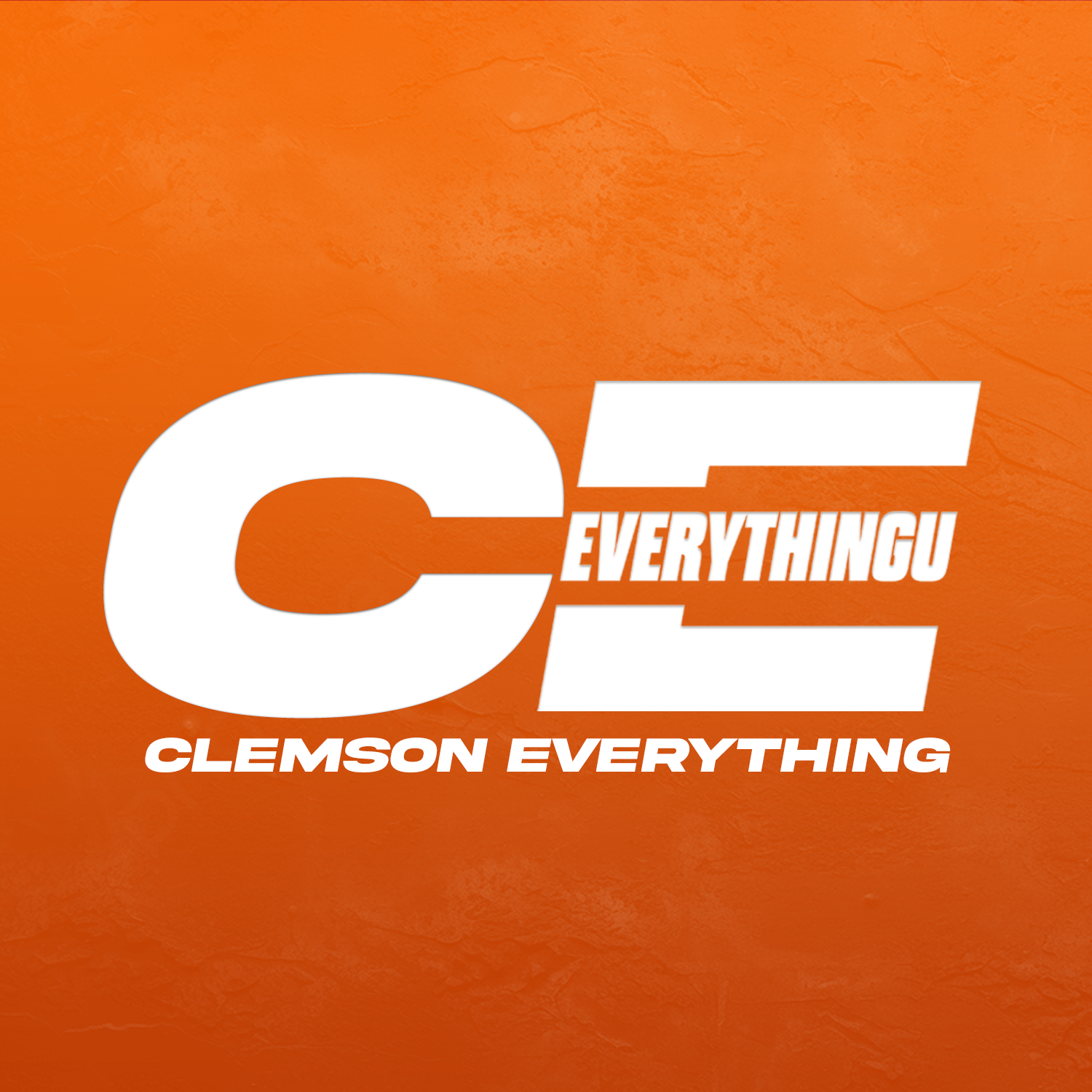 Logo with large white letters 'C' and 'E' on an orange background, with the words 'EVERYTHING' and 'CLEMSON EVERYTHING' written in white.