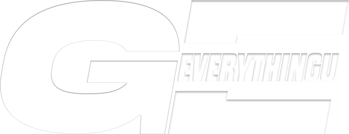 Logo with the letters G and E, and the words 'EVERYTHING U' in stylized font.
