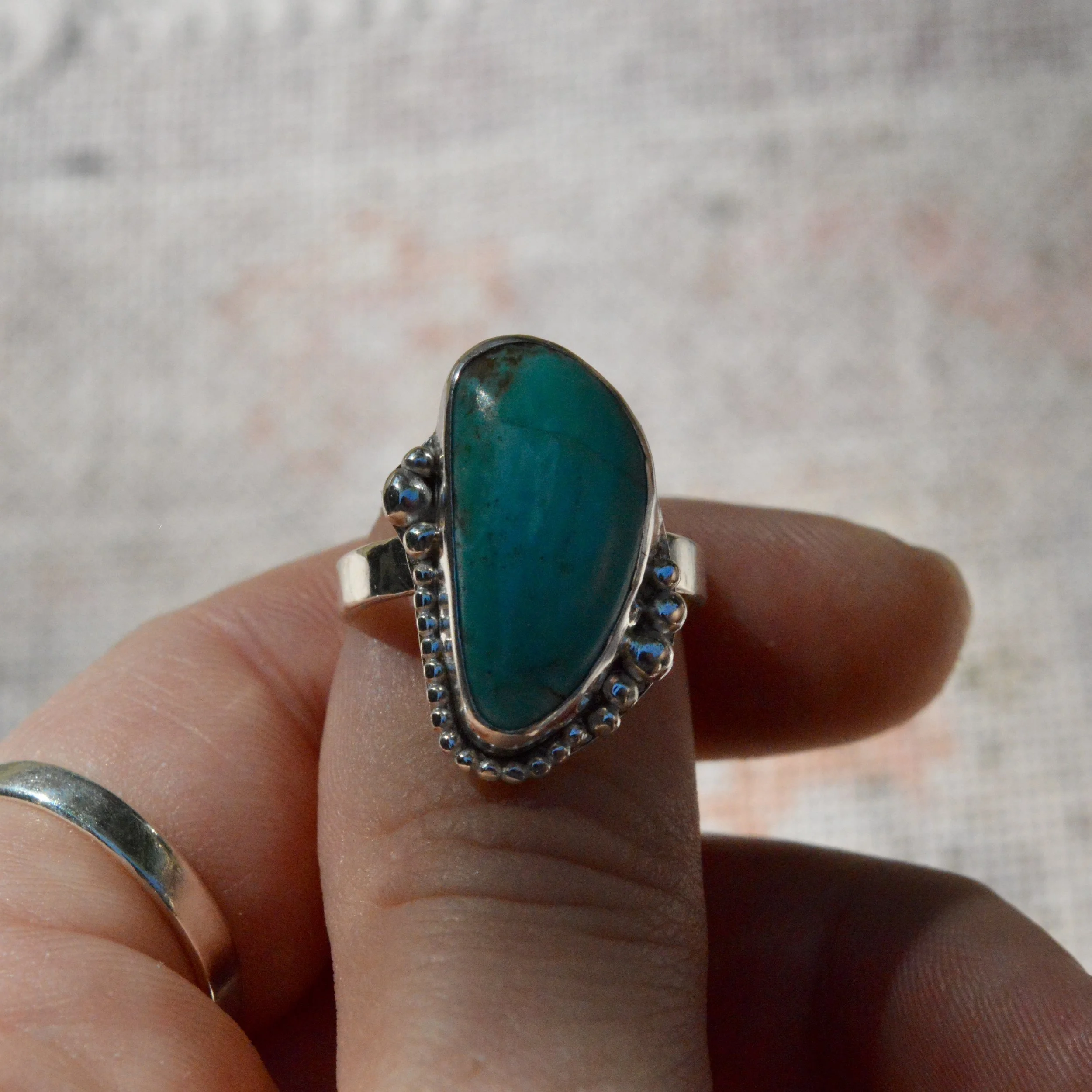 Turquoise Silver Ring size 6.5 - 7