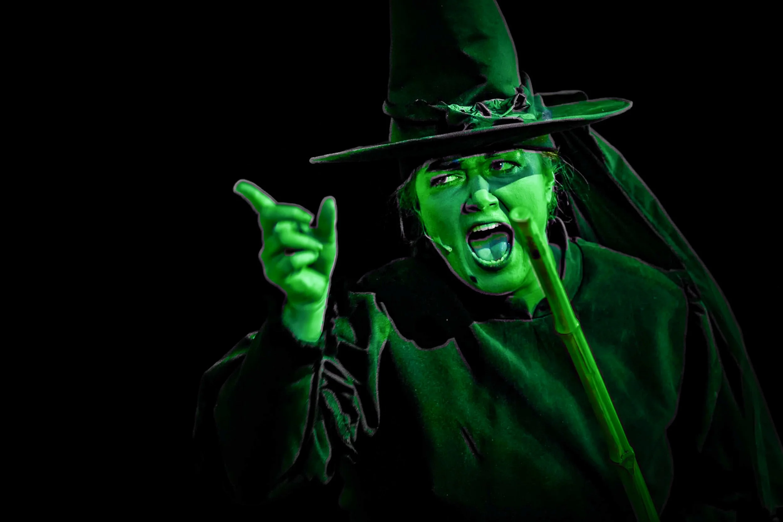 wicked witch of the west wizard of oz performance on stage musical theatre production photography