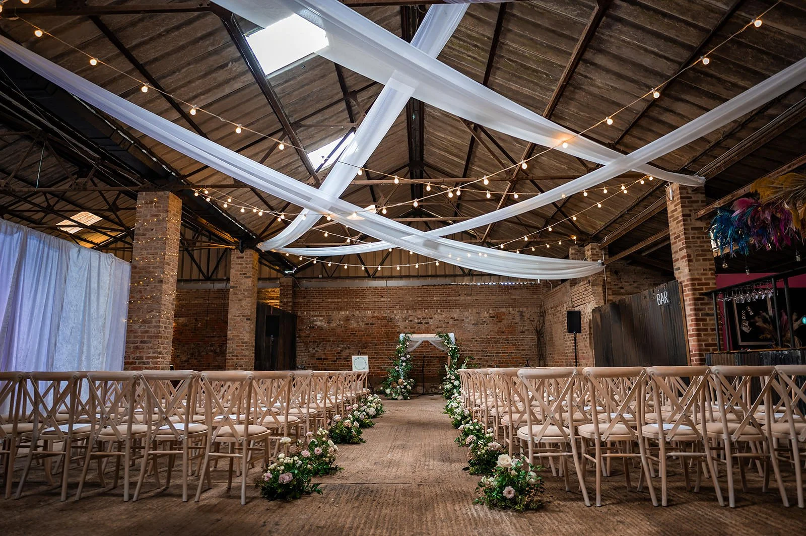 wheelhouse wedding ceremony set up at white syke fields venue in yorkshire