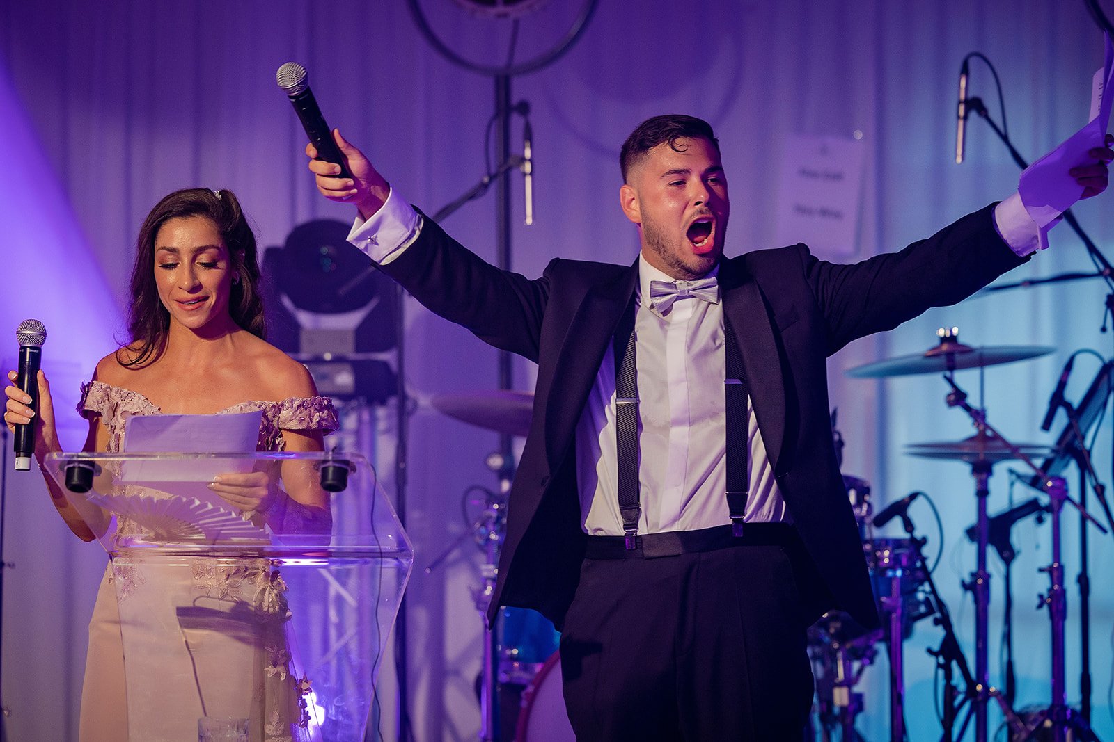 best man and maid of honour speech during evening wedding reception at nunsmere hall in cheshire