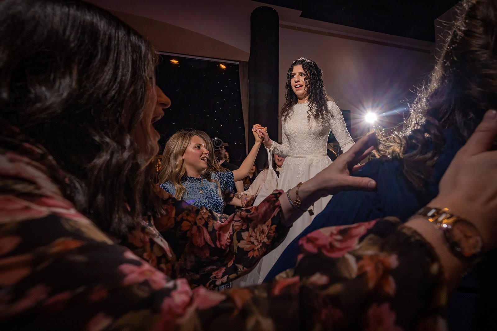 bride dances at wedding reception party at mercure manchester piccadilly