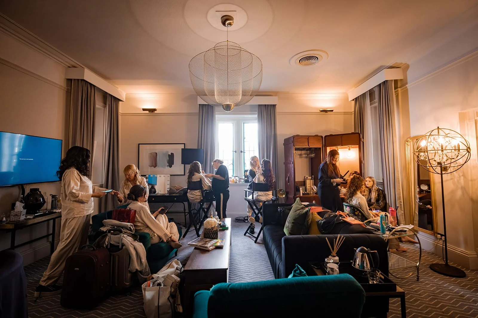 bride getting ready during bridal prep at kimpton clocktower manchester