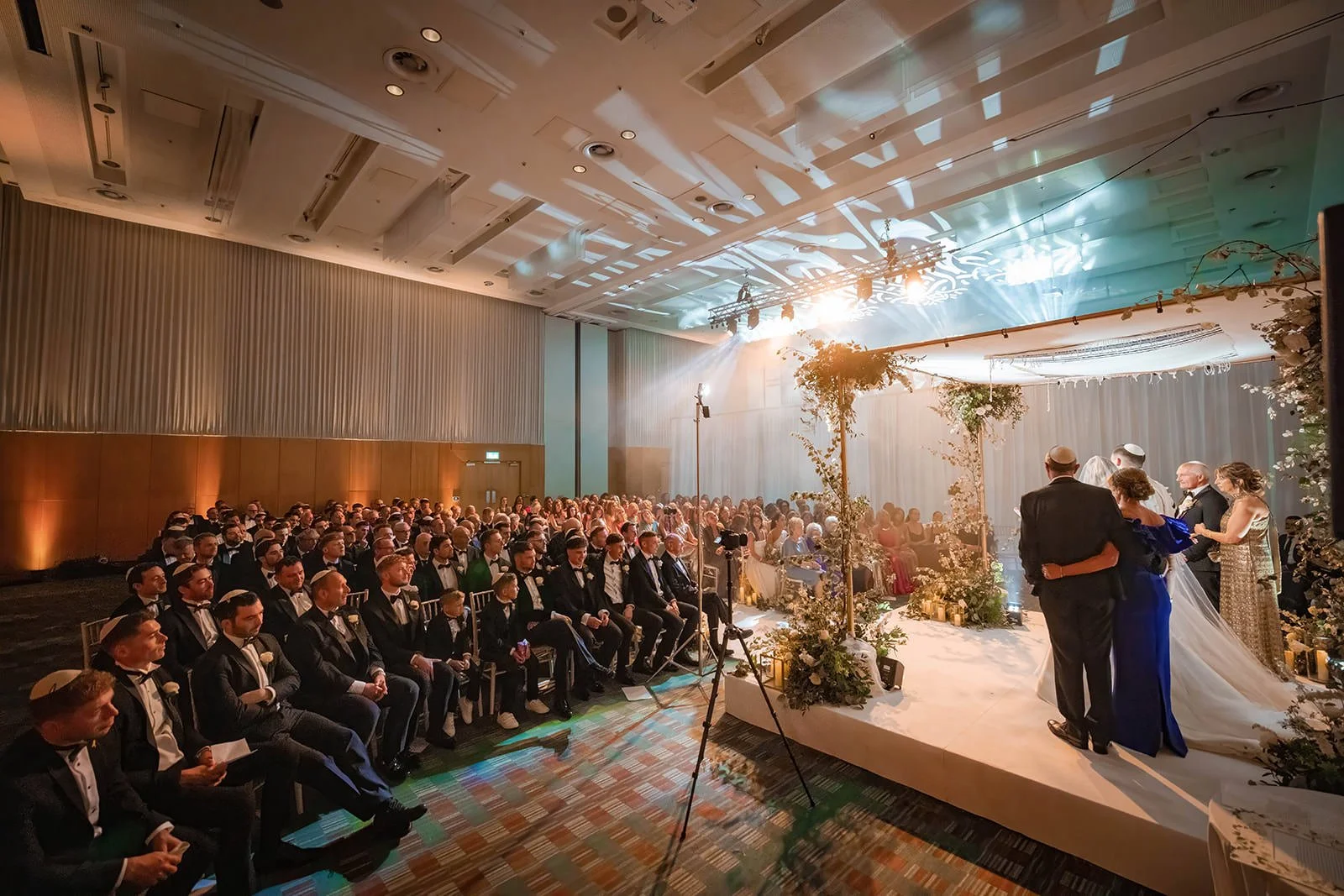 wide angle of wedding ceremony at manchester deansgate hotel