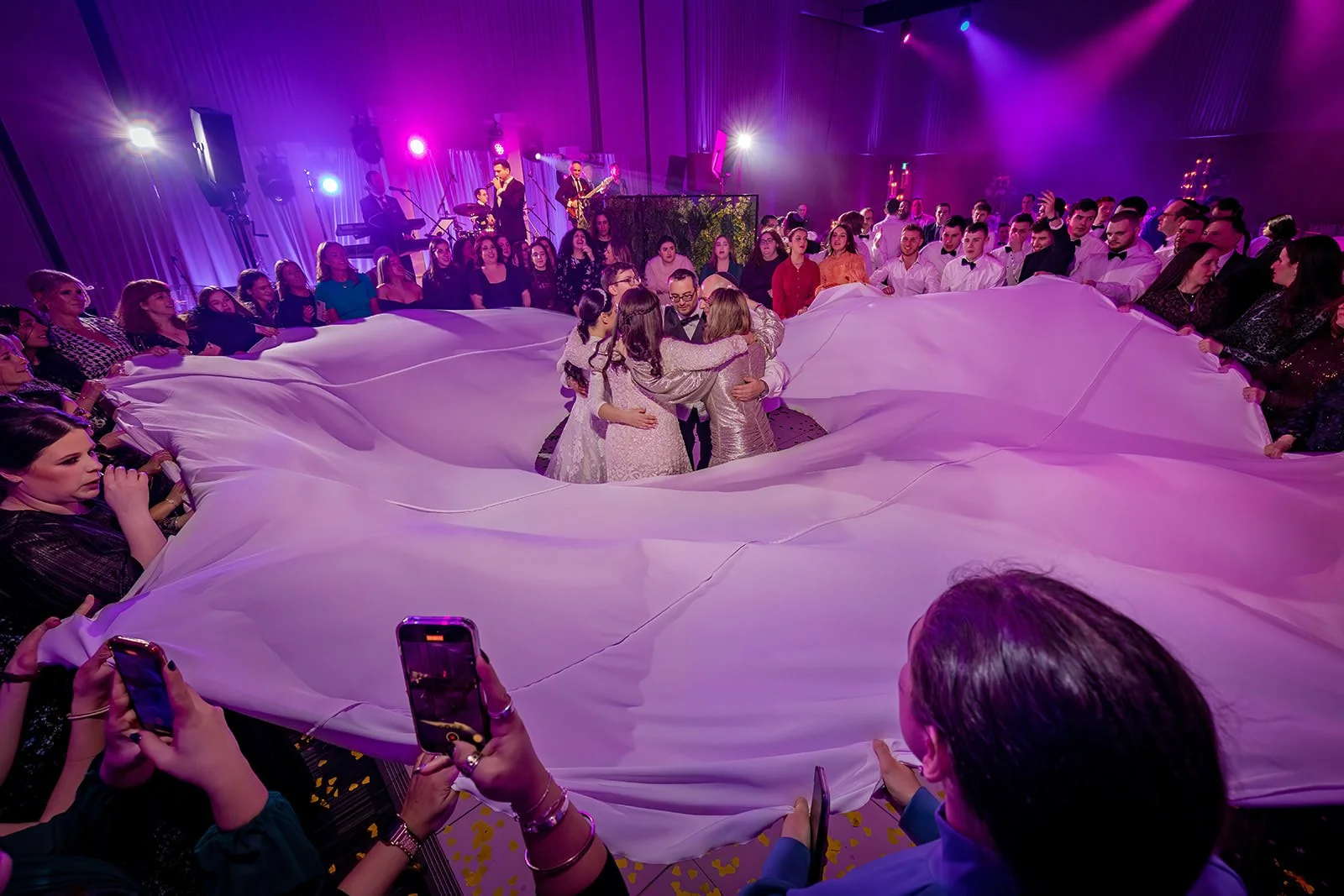 groom and bride at wedding reception dance floor at manchester deansgate hotel